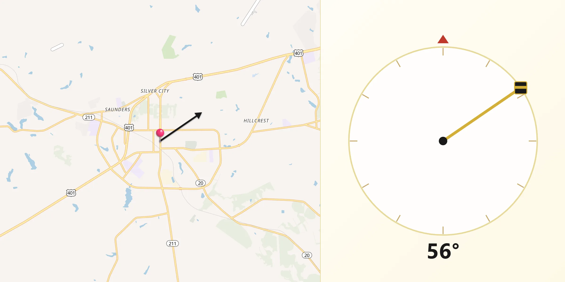 Qibla Direction from Raeford