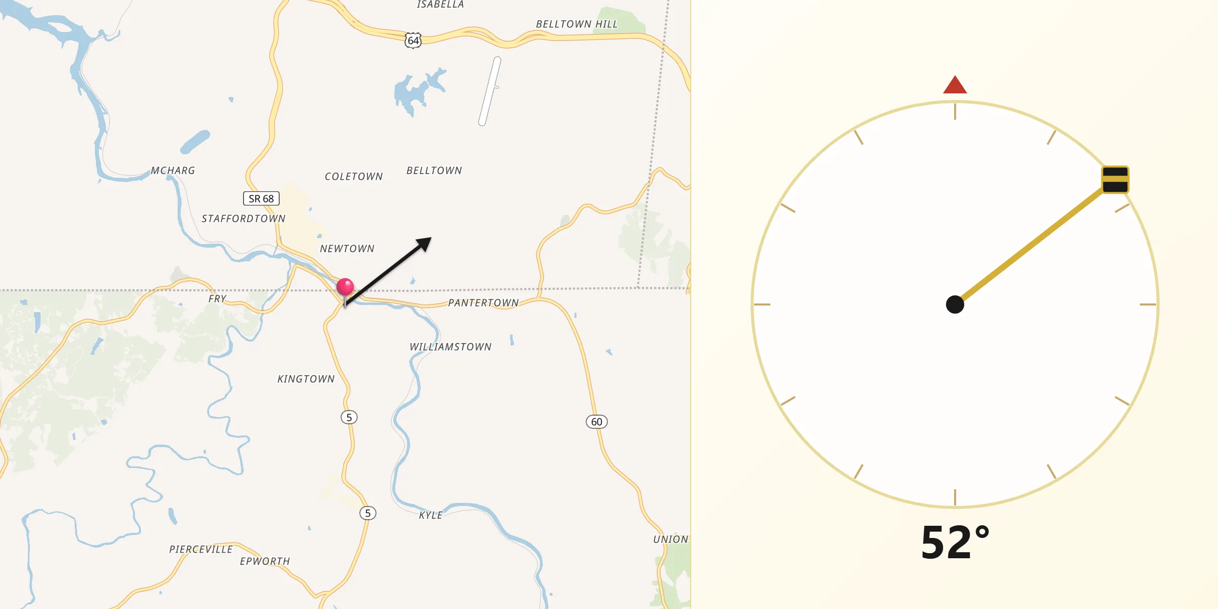 Qibla Direction from McCaysville