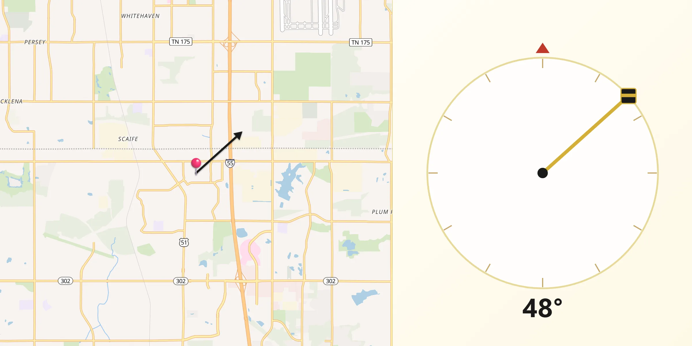 Qibla Direction from Southaven