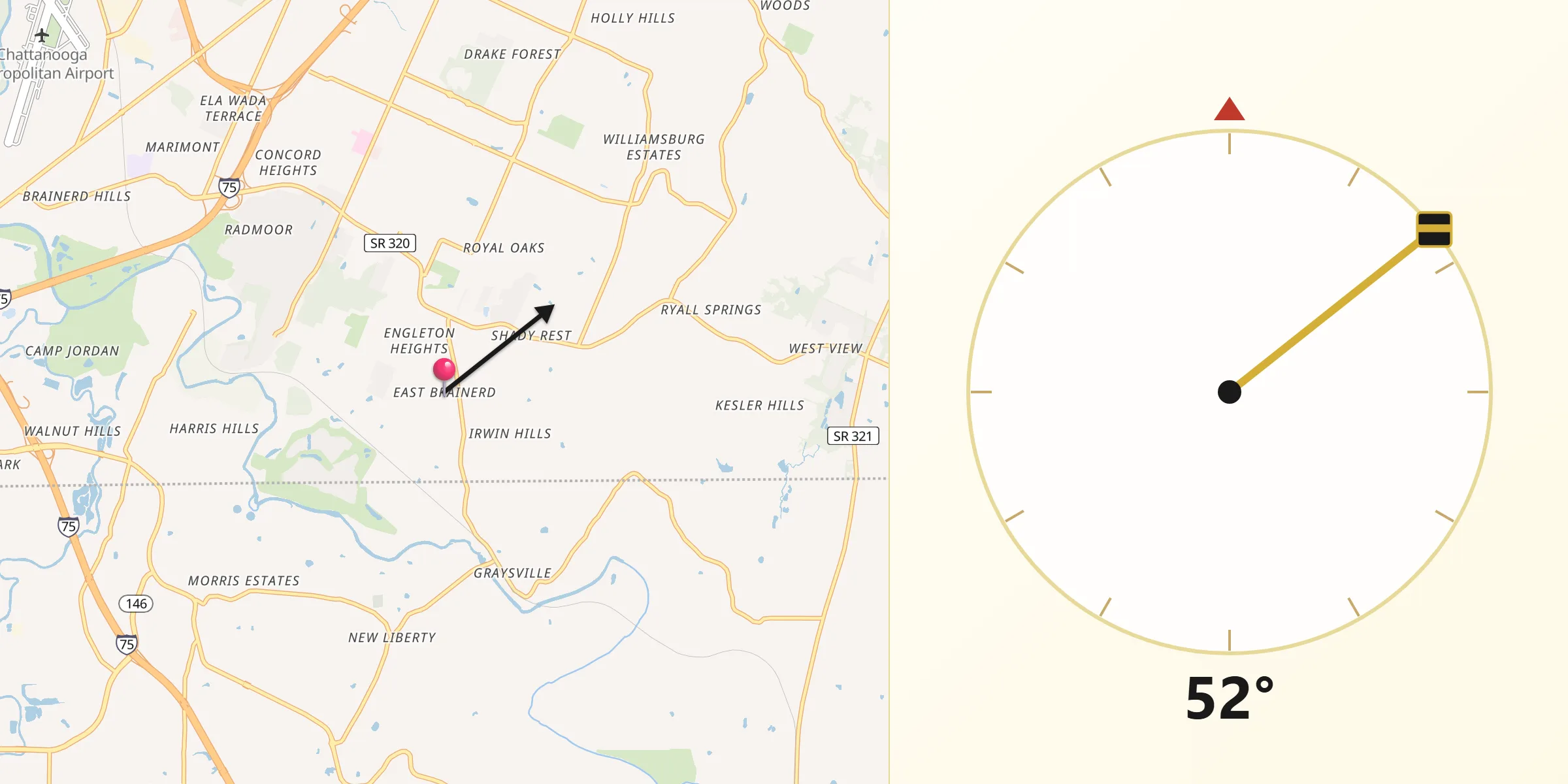 Qibla Direction from East Brainerd