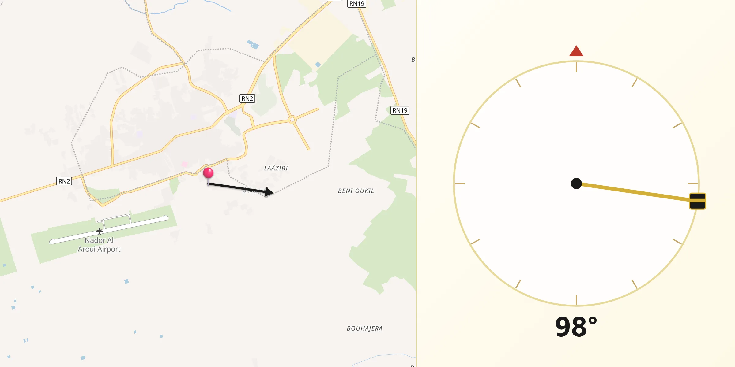 Direzione della Qibla da Nador
