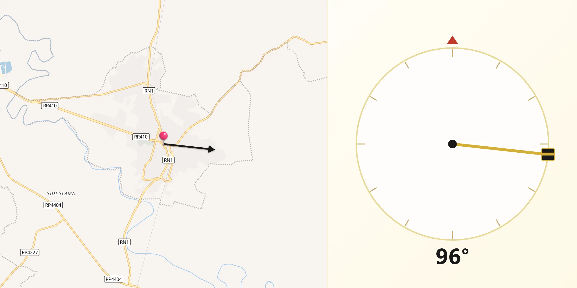 Direzione della Qibla da Ksar El Kebir