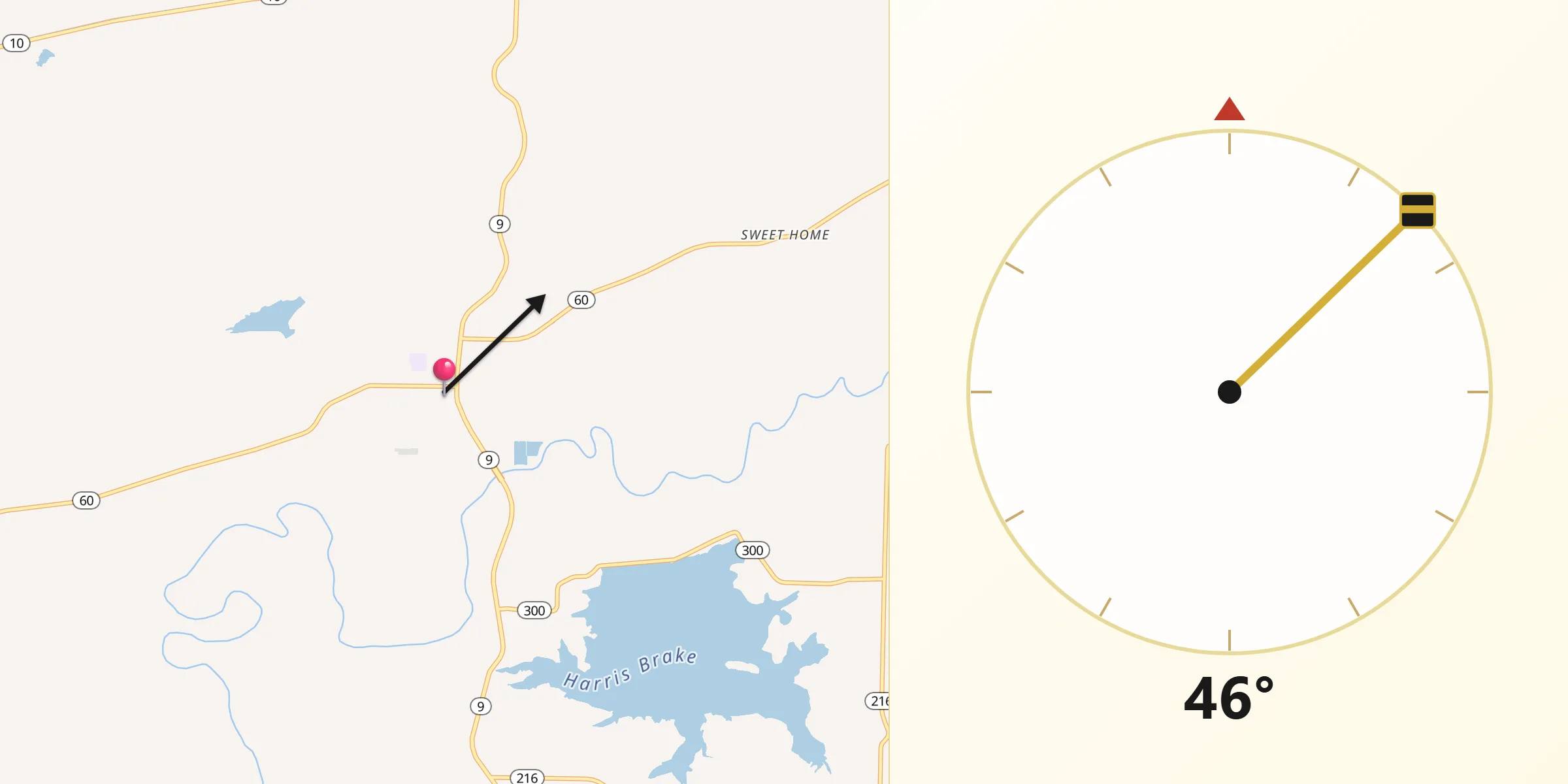 Qibla Direction from Perryville