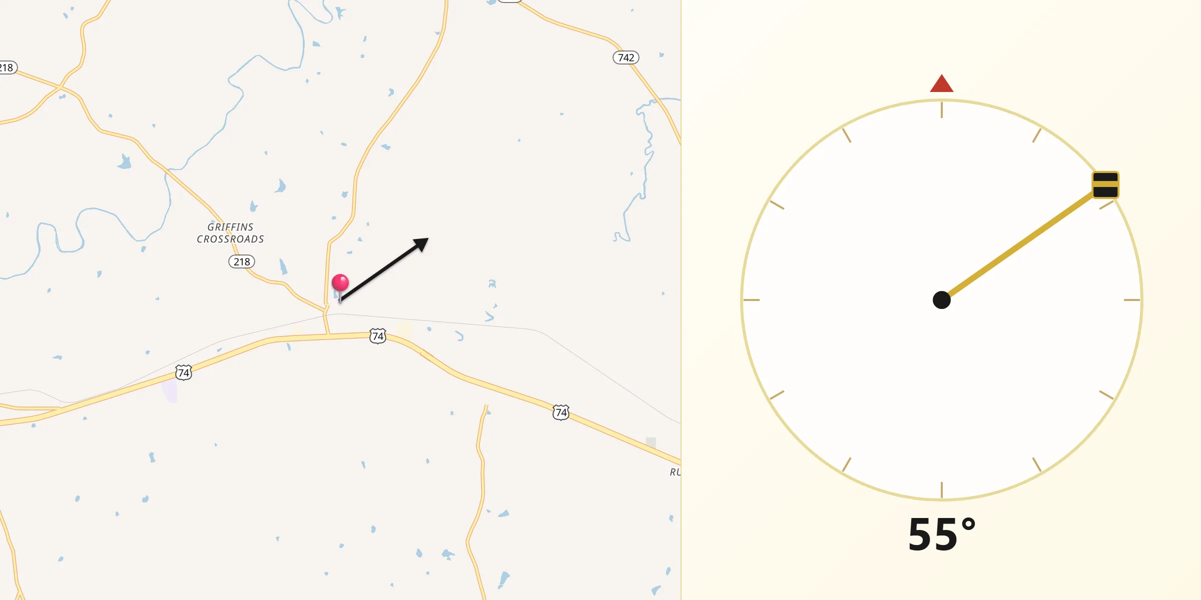 Qibla Direction from Polkton