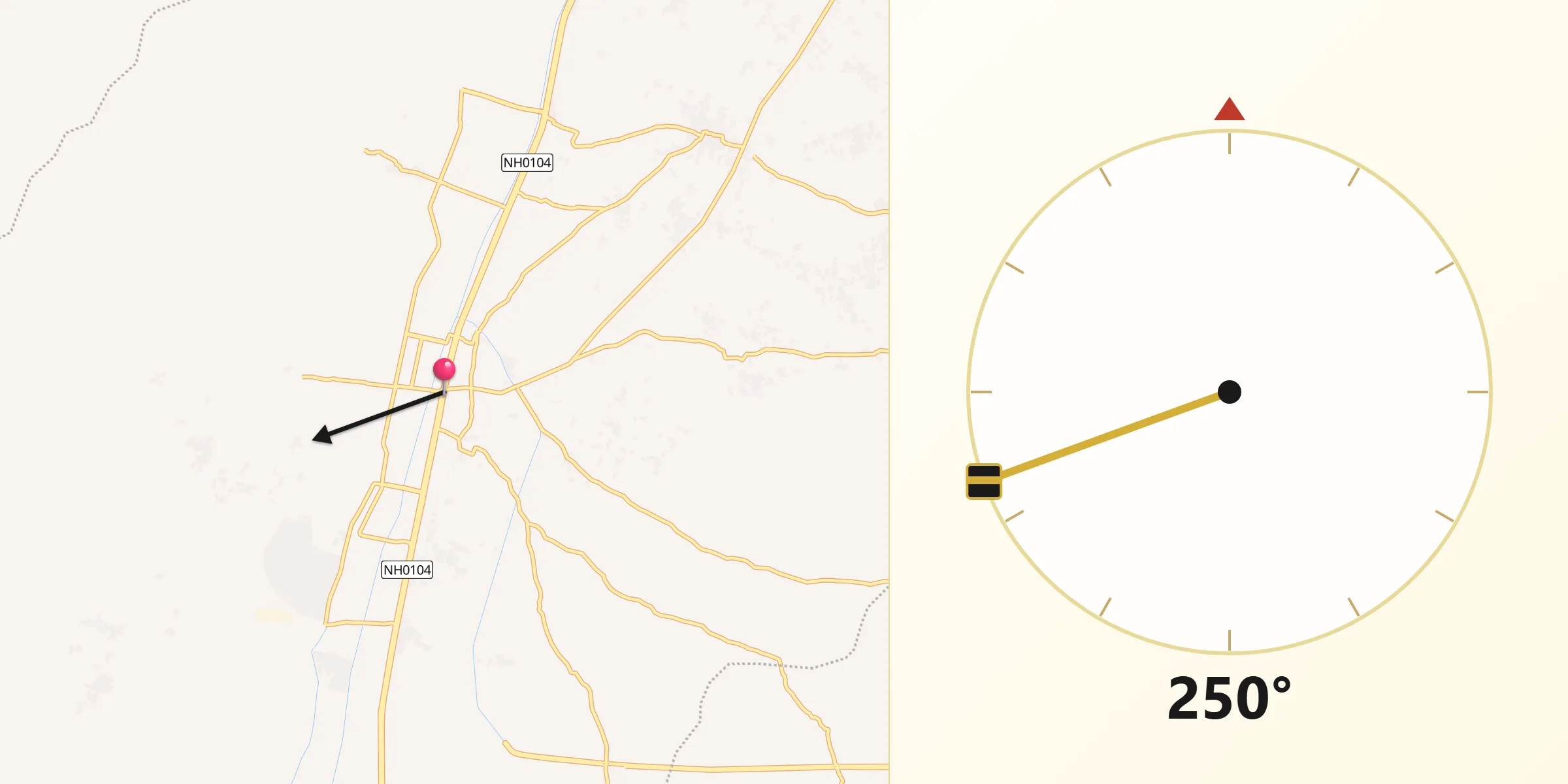 Direction vers la Qibla depuis Charikar