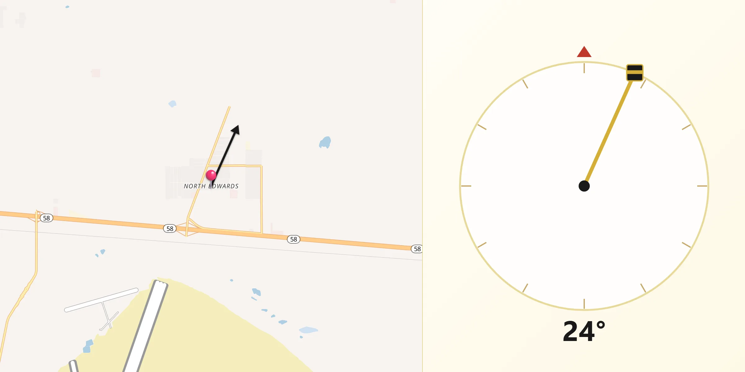 Qibla Direction from North Edwards