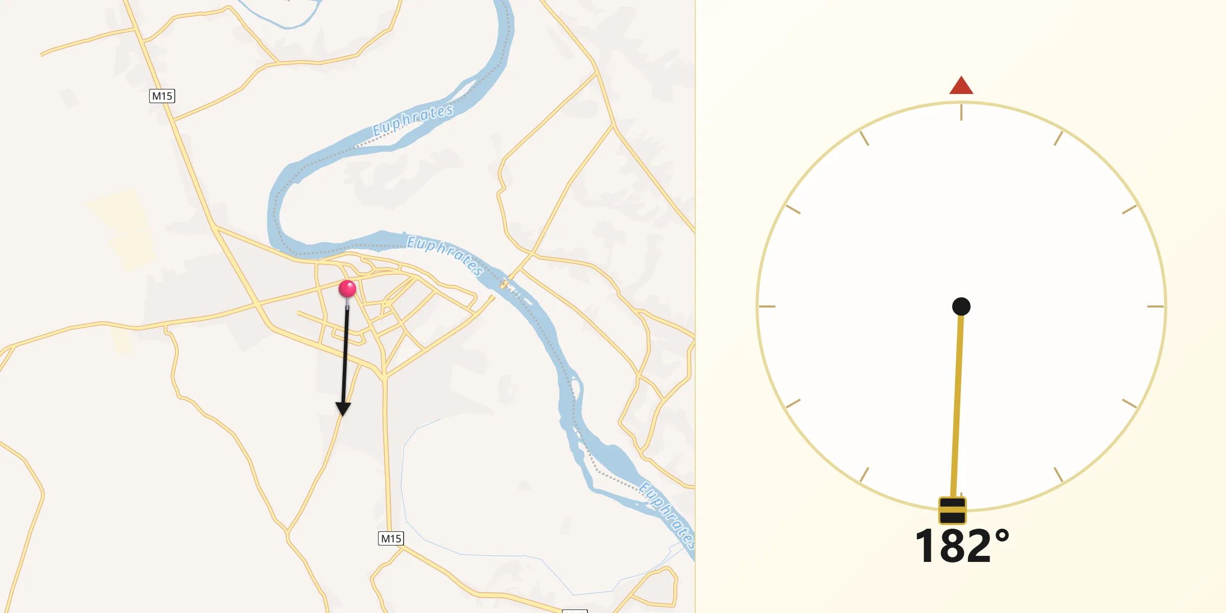 Direction vers la Qibla depuis Al Mayādīn