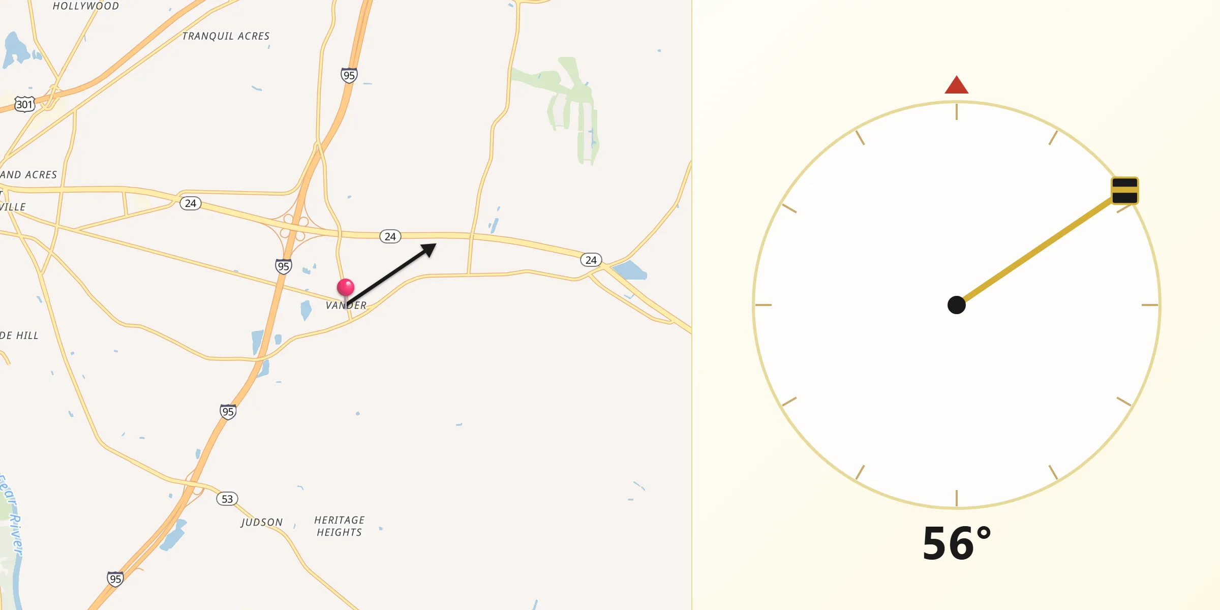 Qibla Direction from Vander