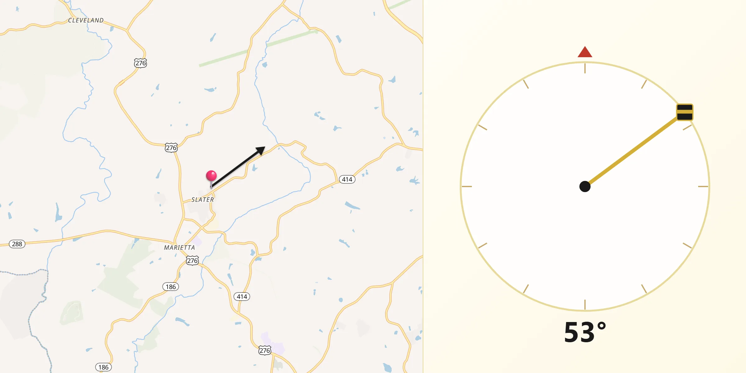 Qibla Direction from Slater-Marietta