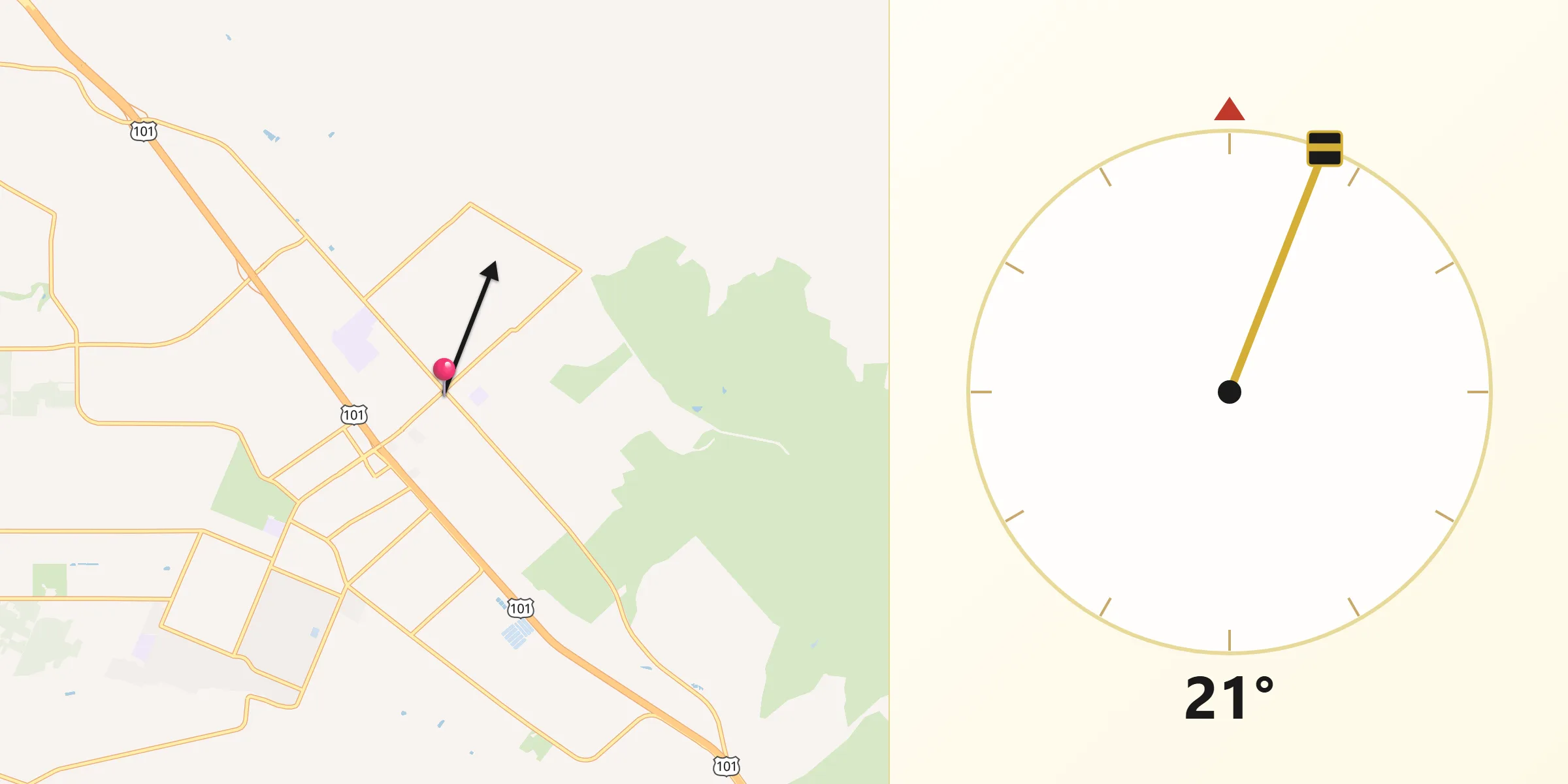 Qibla Direction from Nipomo