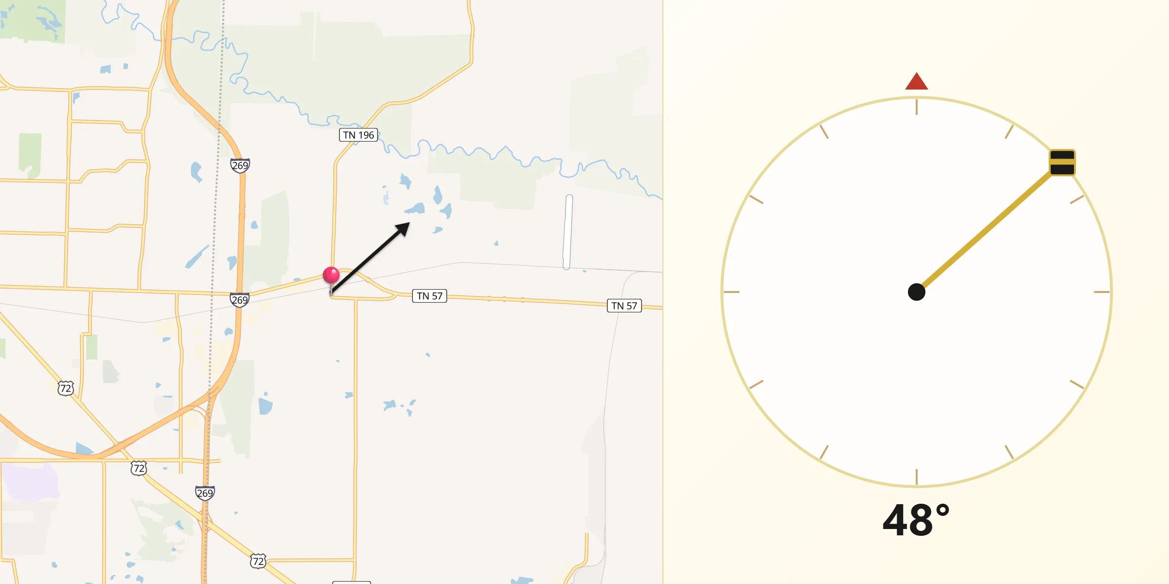 Qibla Direction from Piperton
