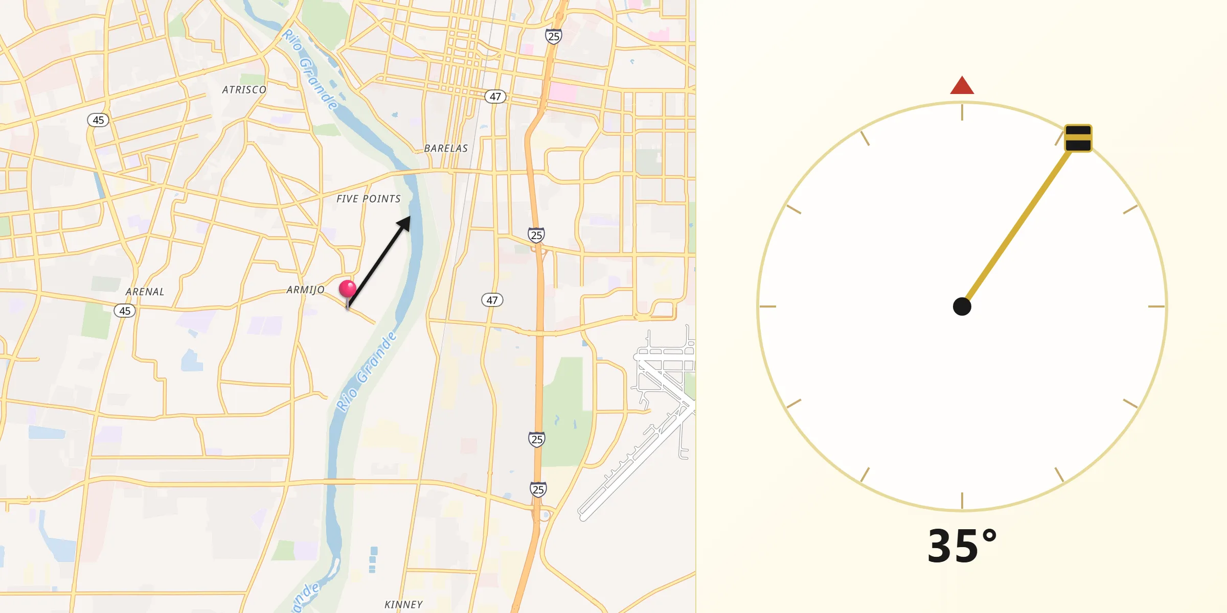 Qibla Direction from Bernalillo County