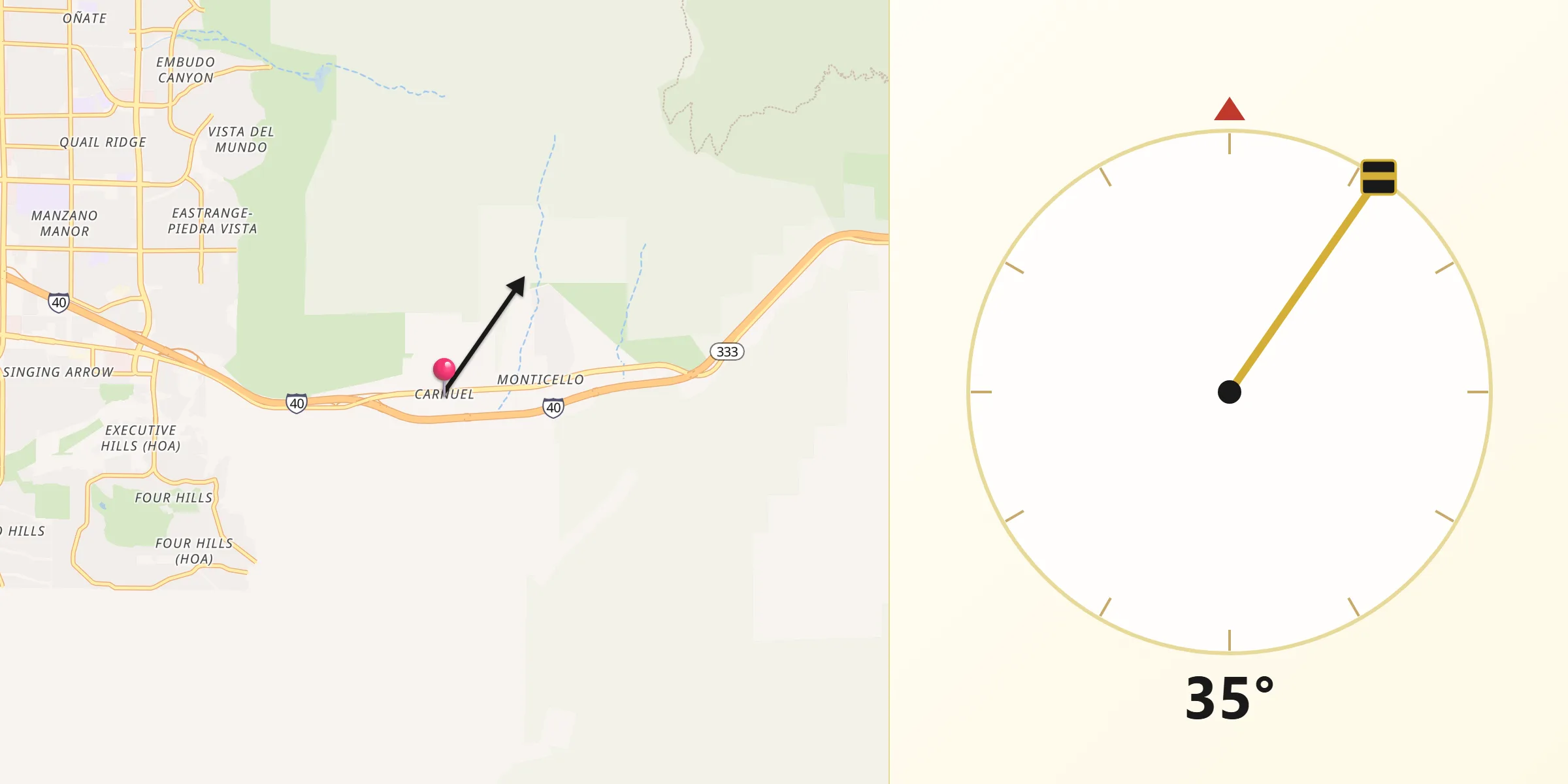 Qibla Direction from Carnuel