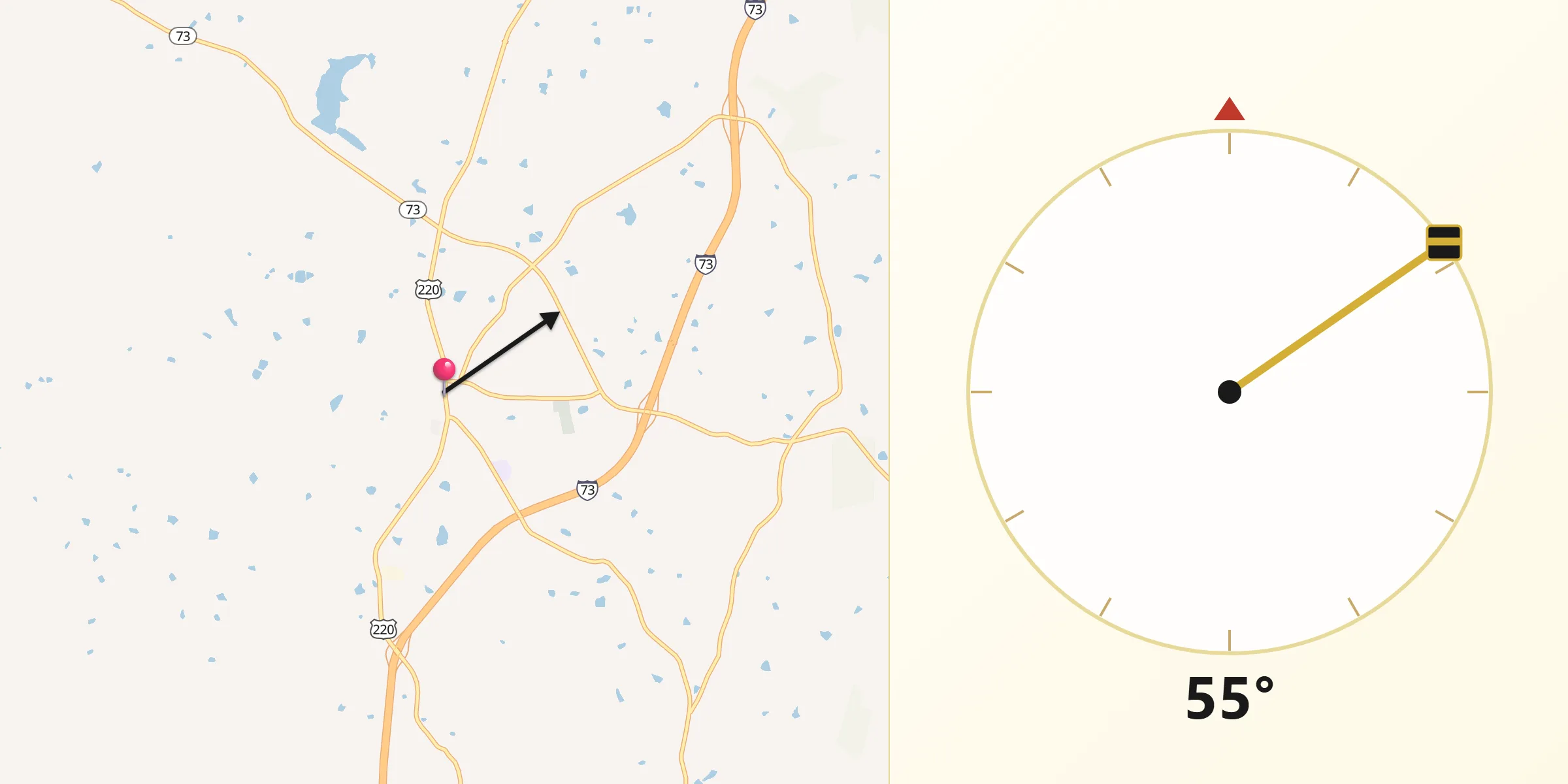 Qibla Direction from Ellerbe