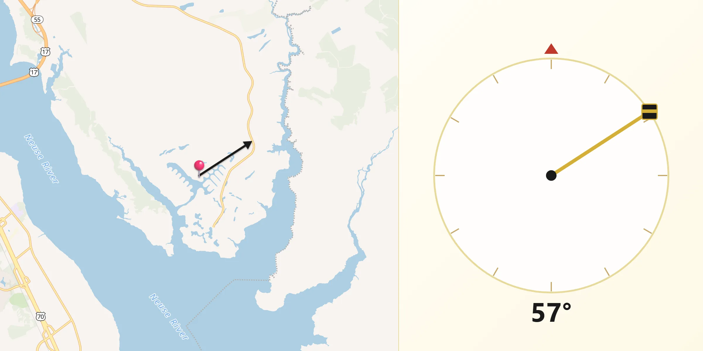 Qibla Direction from Fairfield Harbour