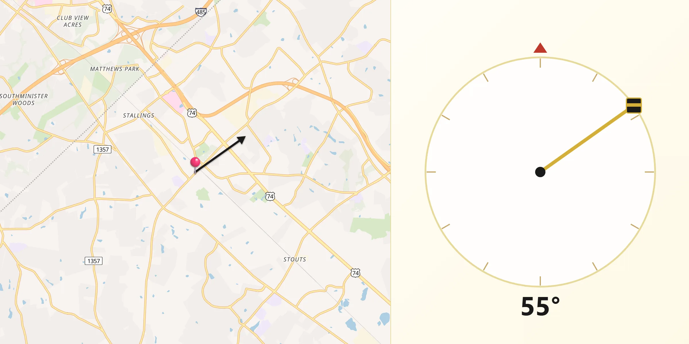 Qibla Direction from Indian Trail