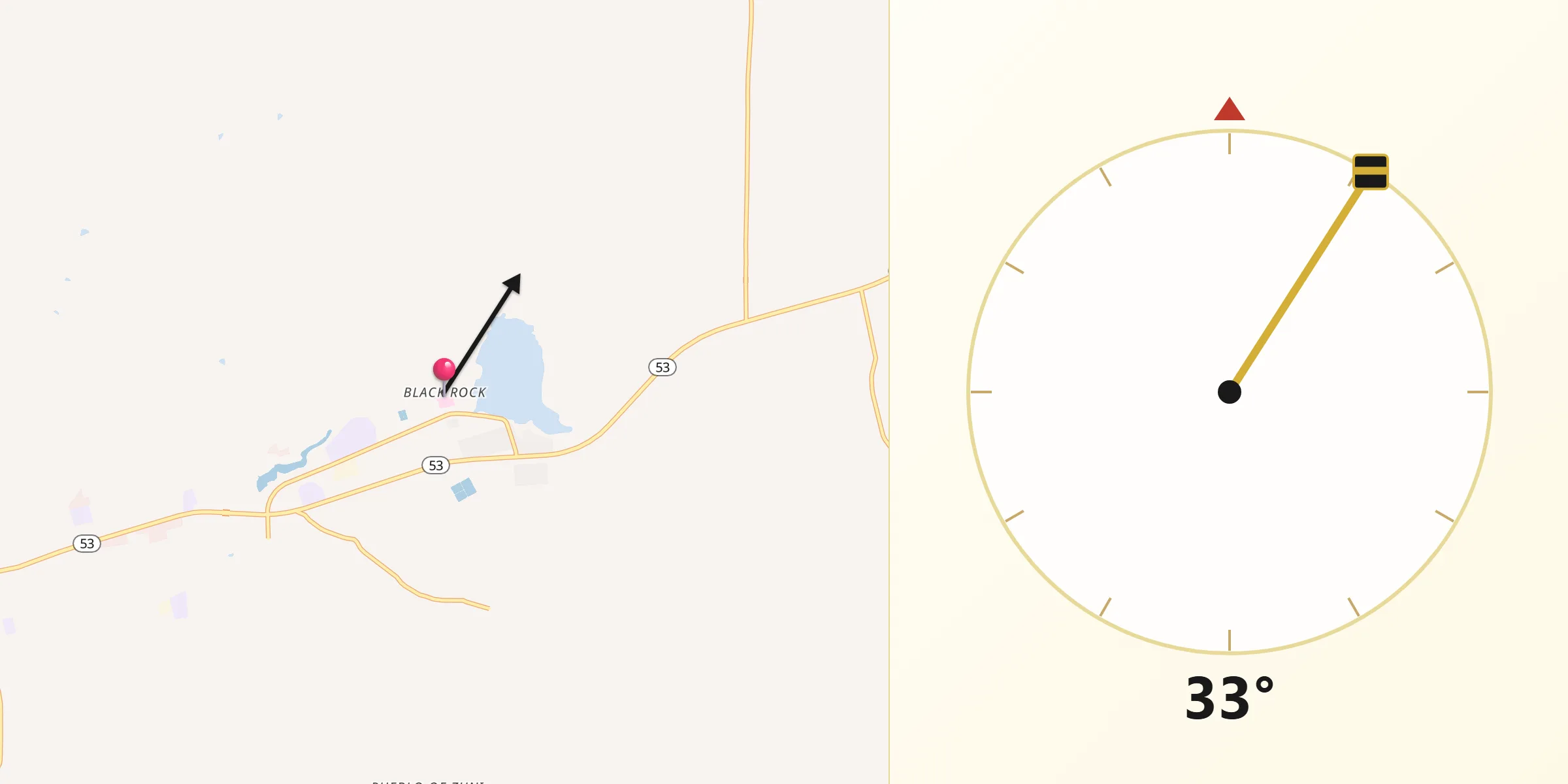 Qibla Direction from Black Rock
