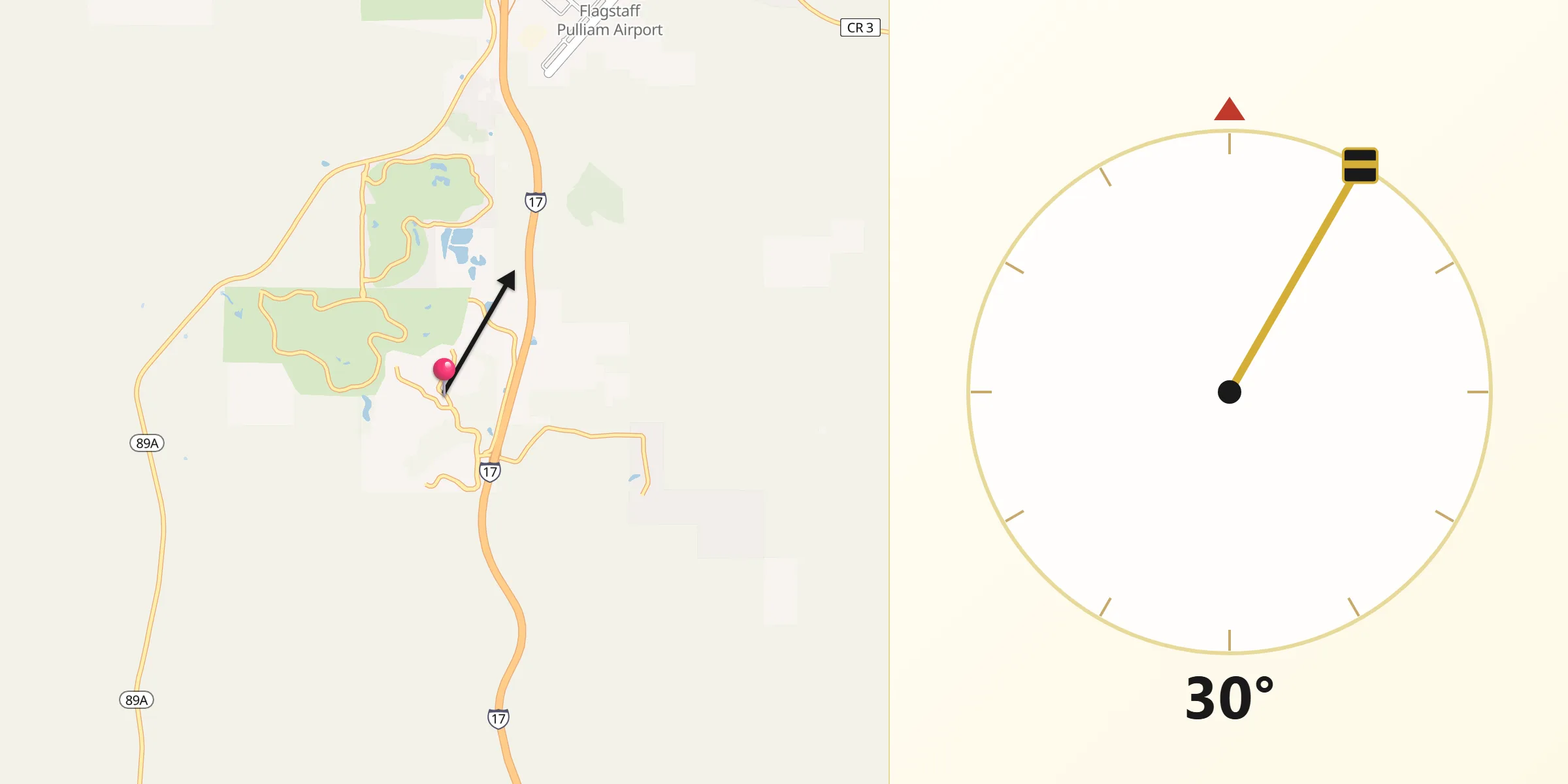 Qibla Direction from Kachina Village