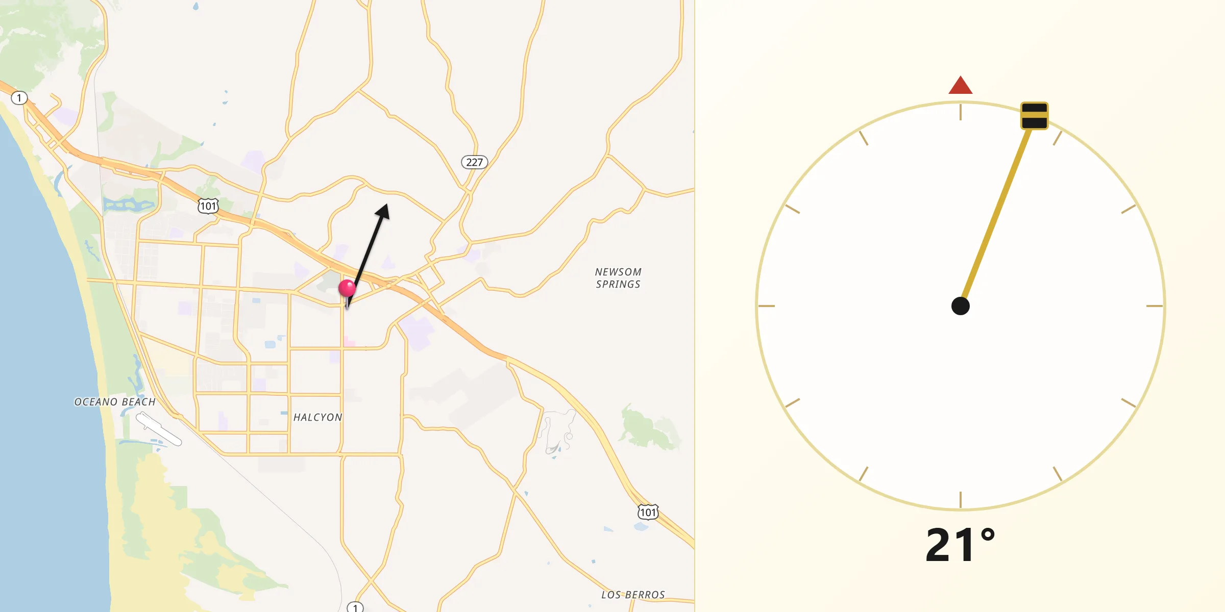 Qibla Direction from Arroyo Grande