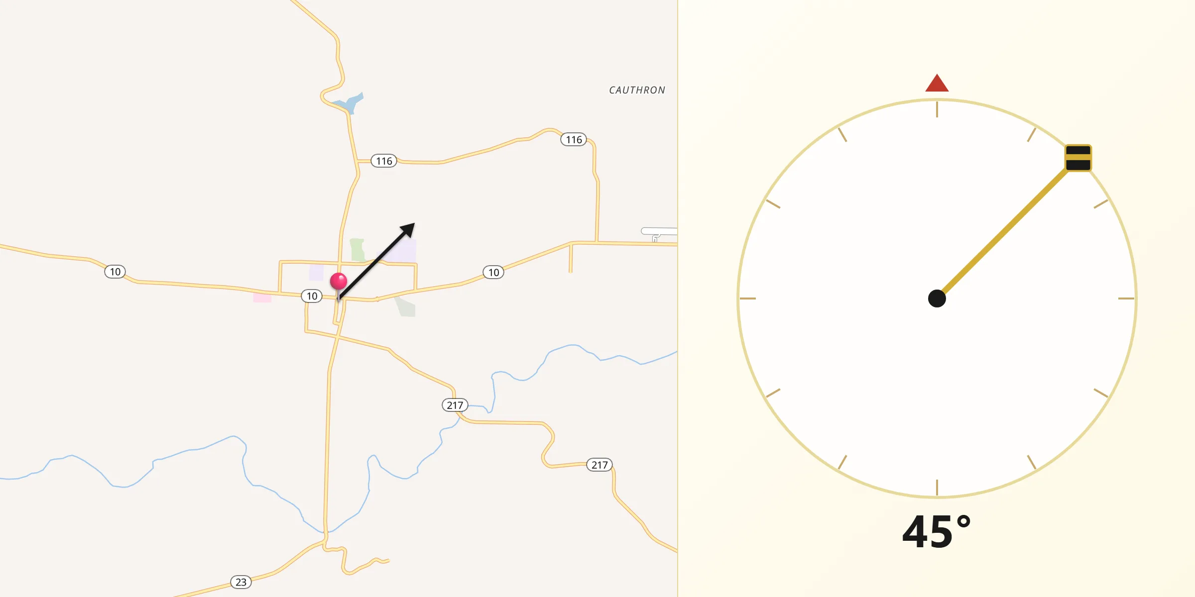 Qibla Direction from Booneville