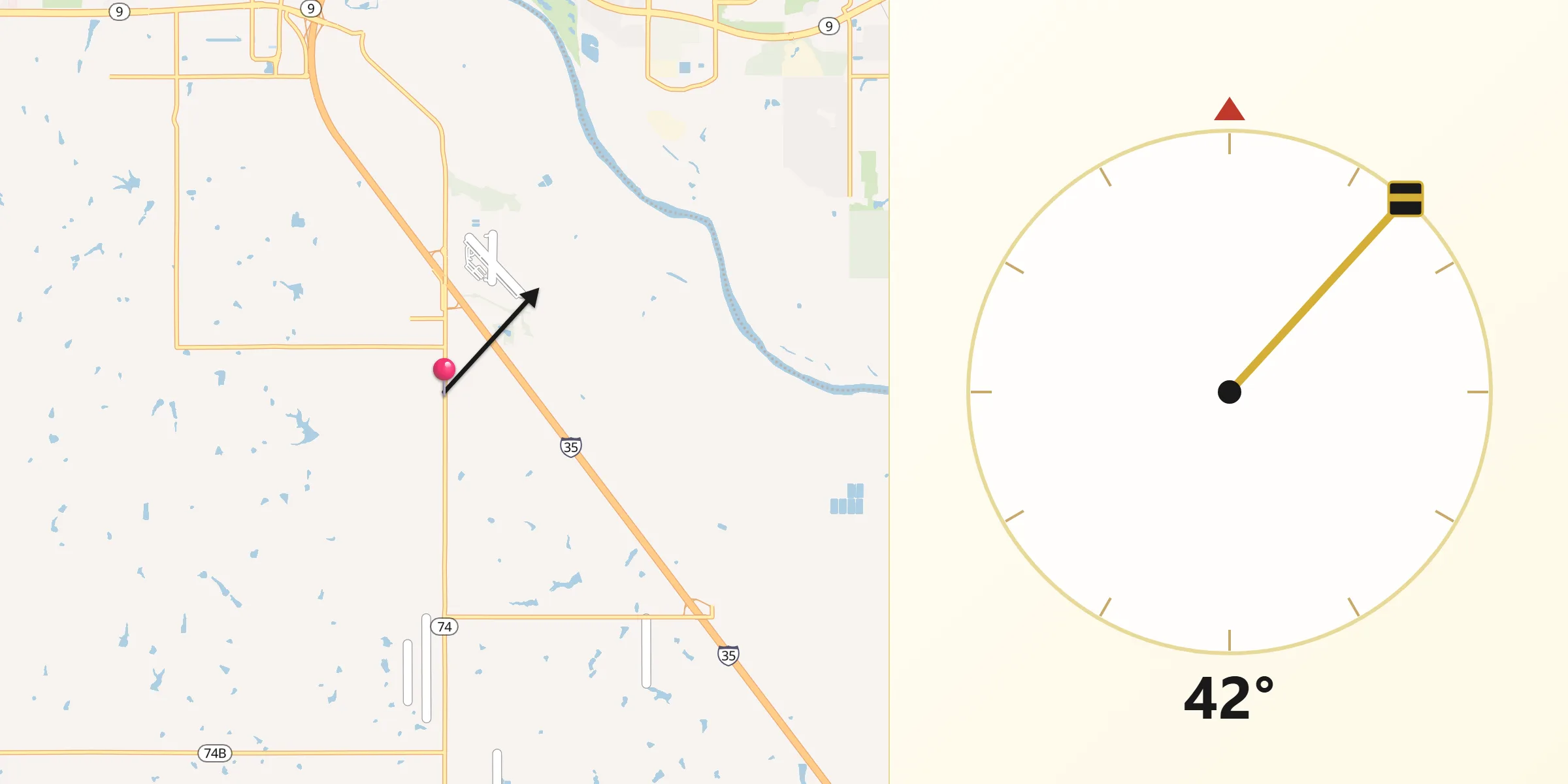 Qibla Direction from Goldsby