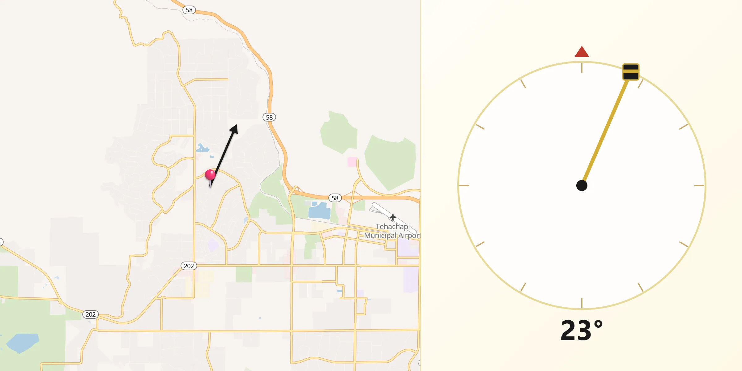 Qibla Direction from Golden Hills