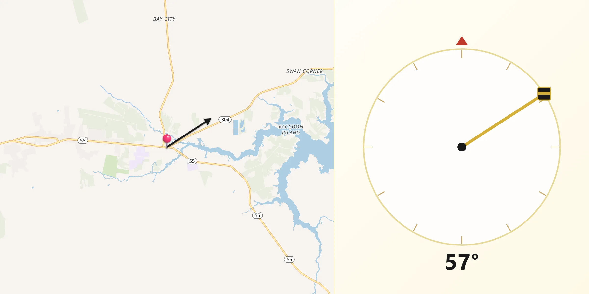 Qibla Direction from Bayboro