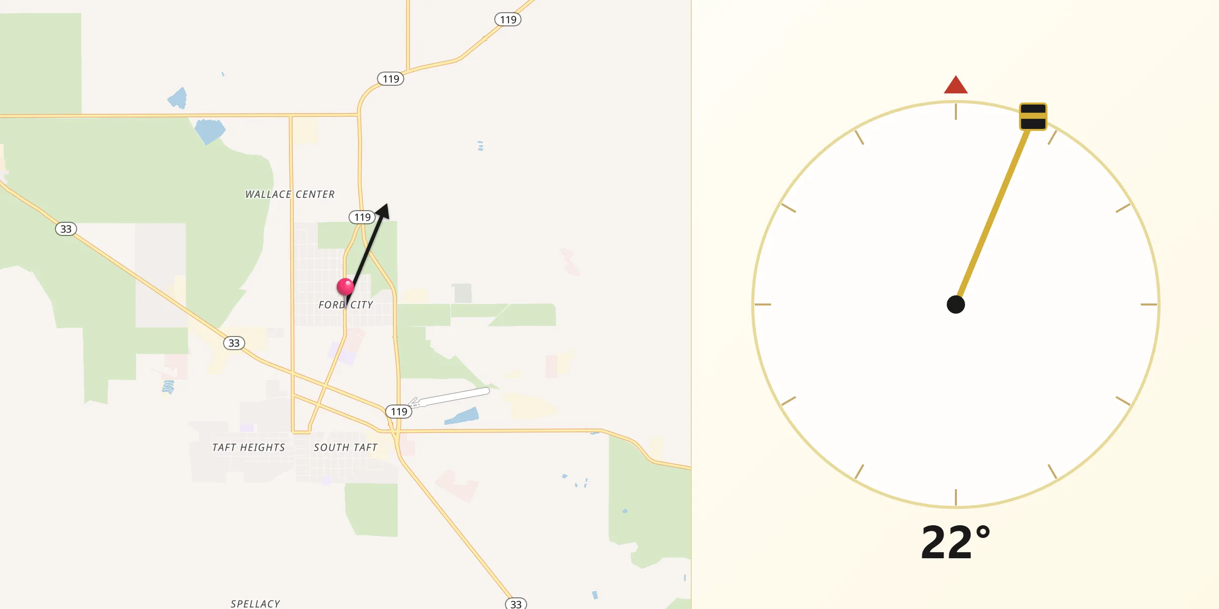 Qibla Direction from Ford City
