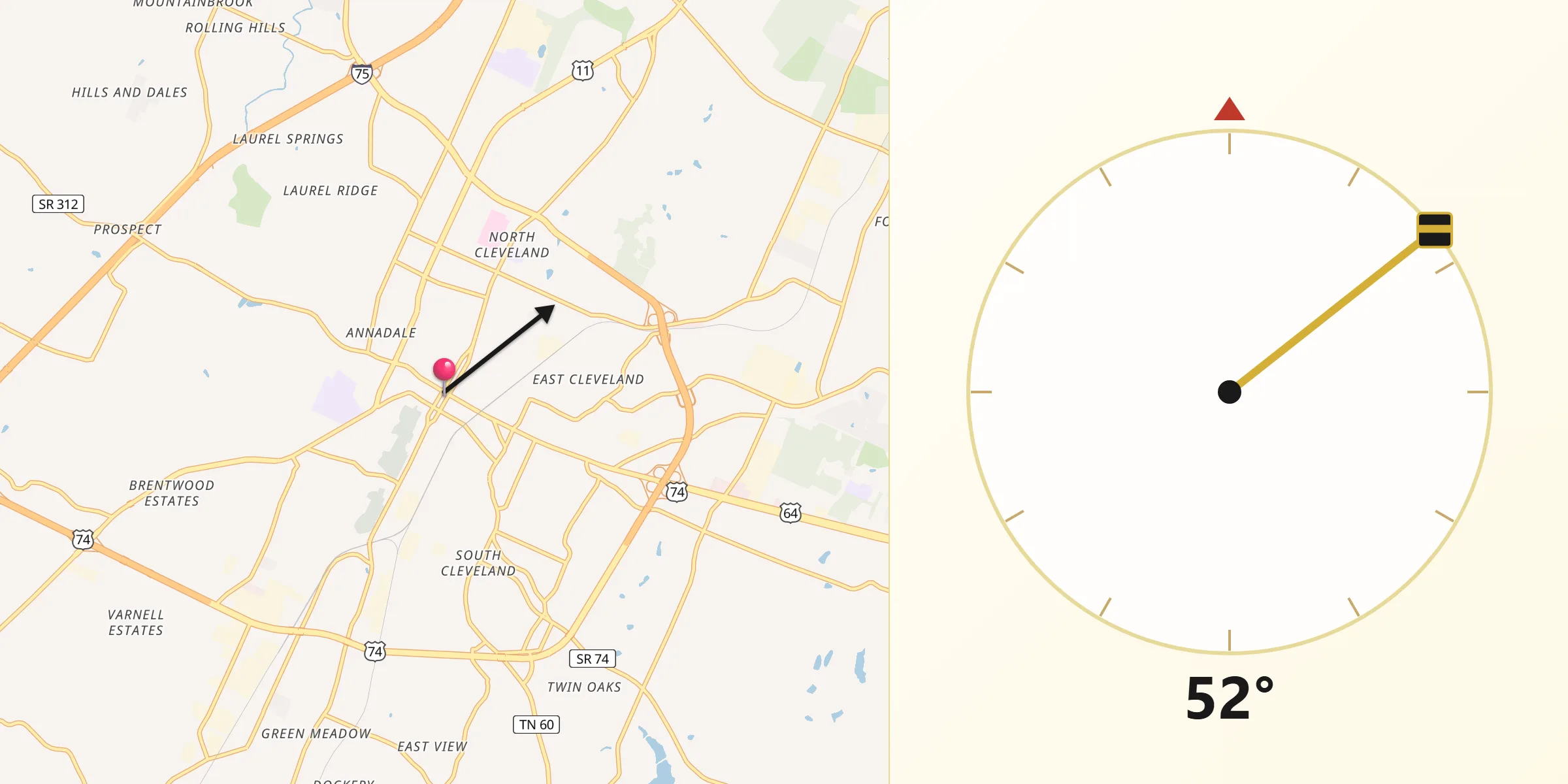 Kierunek Qibla z Cleveland