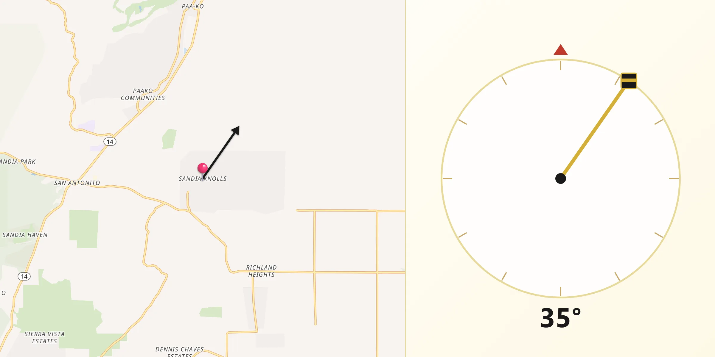 Qibla Direction from Sandia Knolls