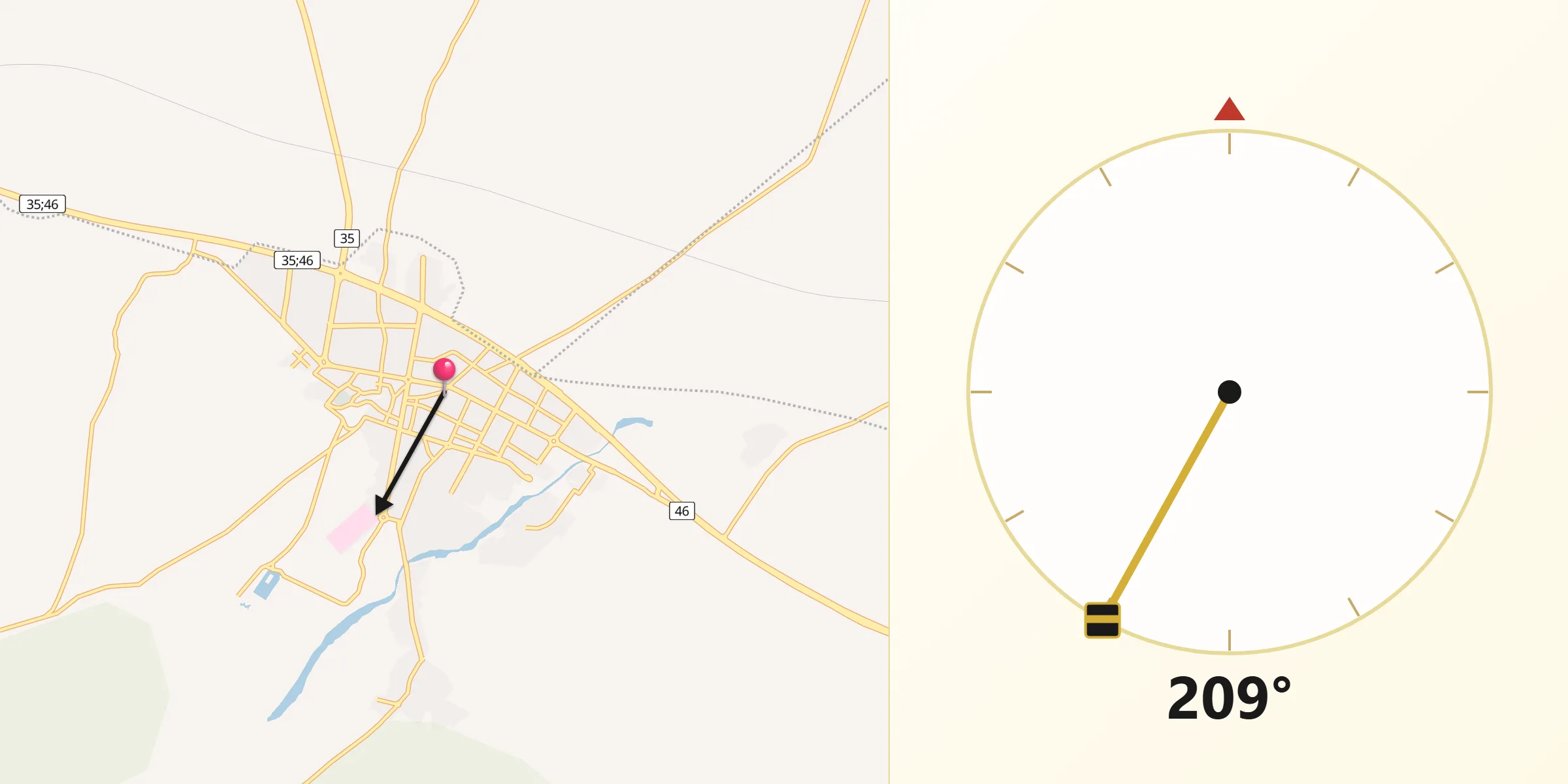 Direction vers la Qibla depuis Qorveh