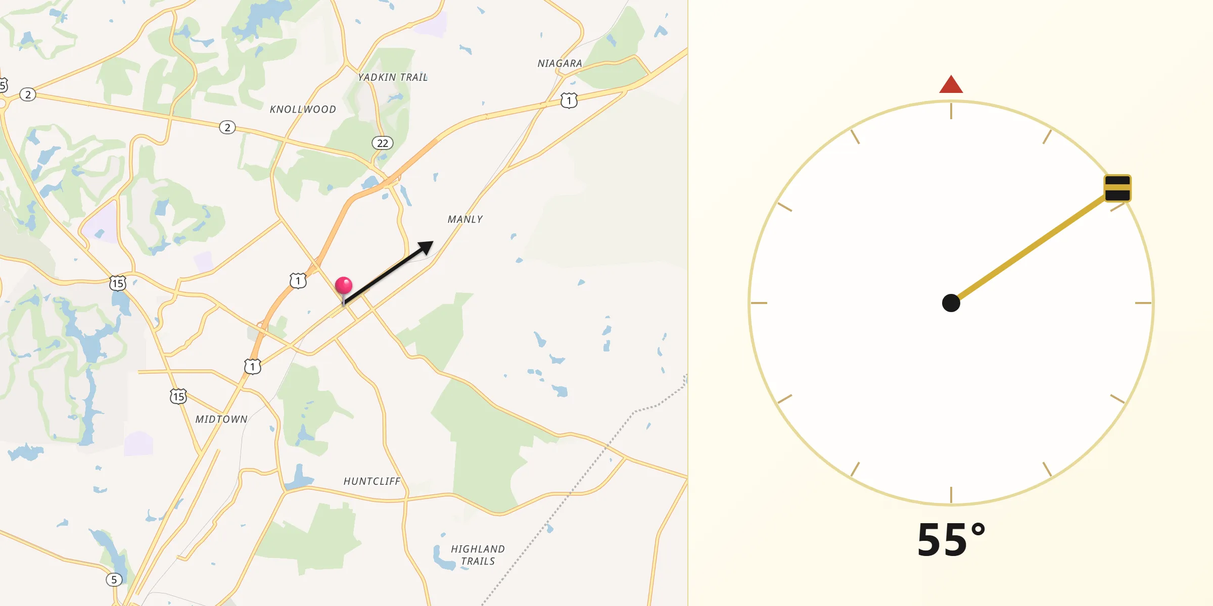 Qibla Direction from Southern Pines