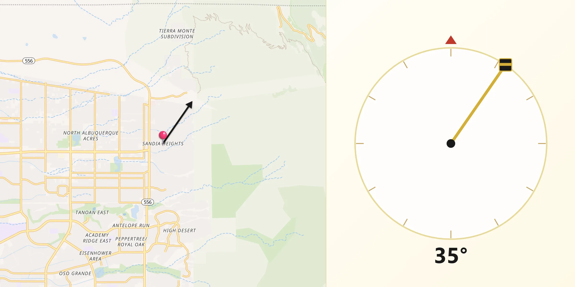 Qibla Direction from Sandia Heights