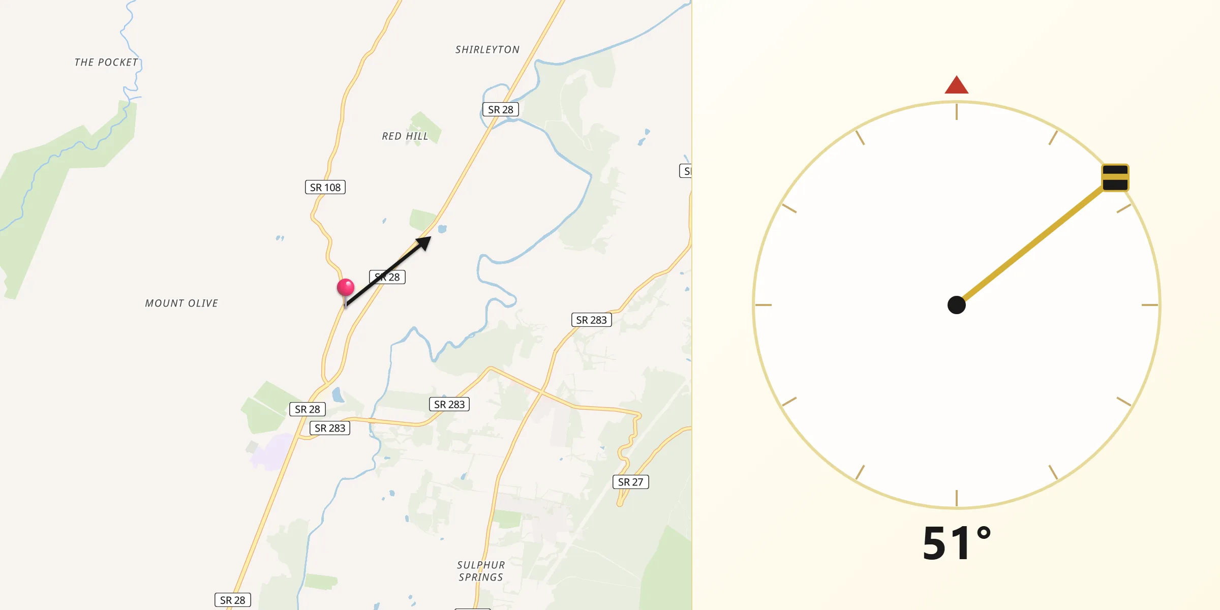 Qibla Direction from Whitwell