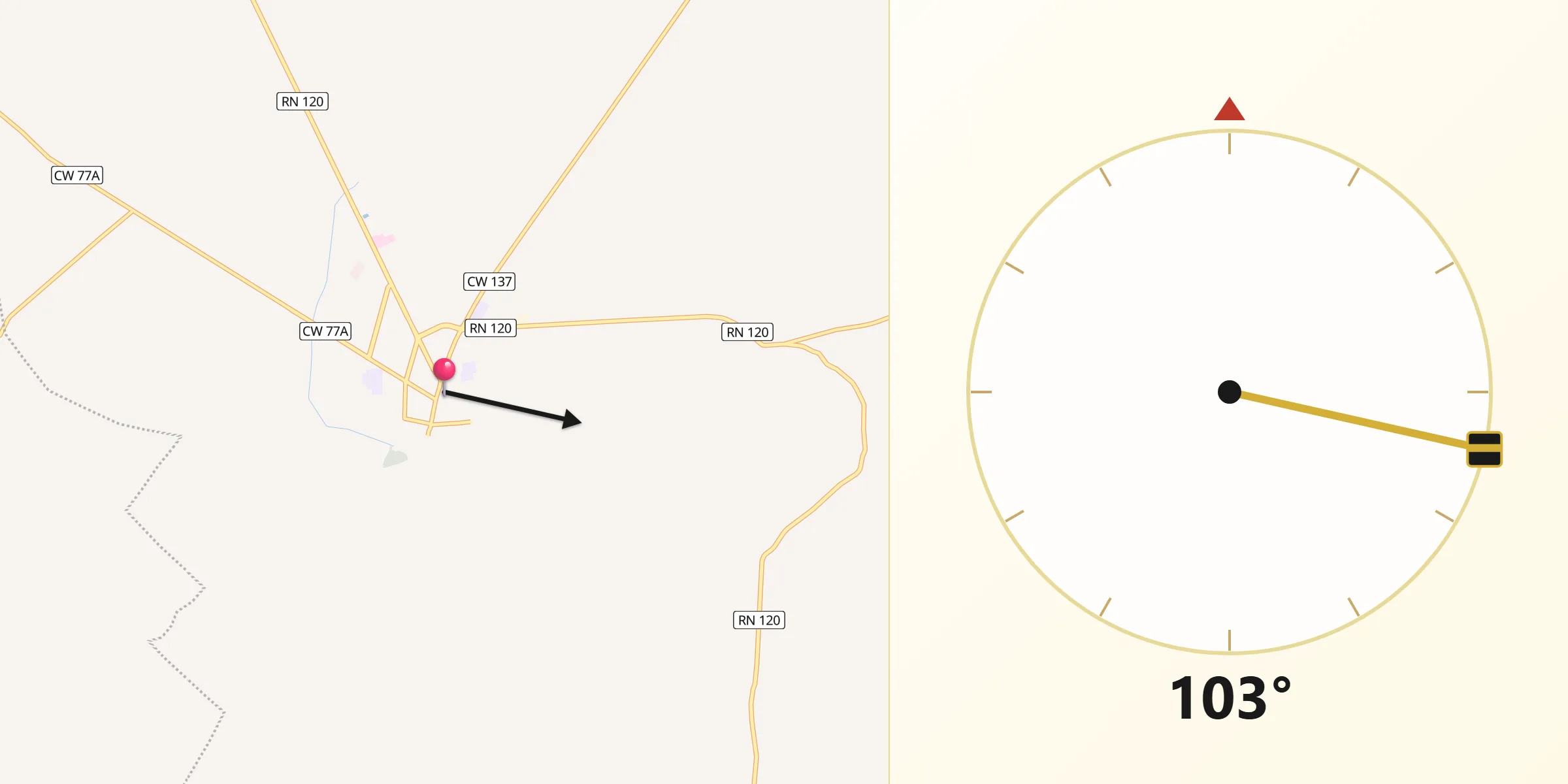 Direction vers la Qibla depuis Ksar Chellala