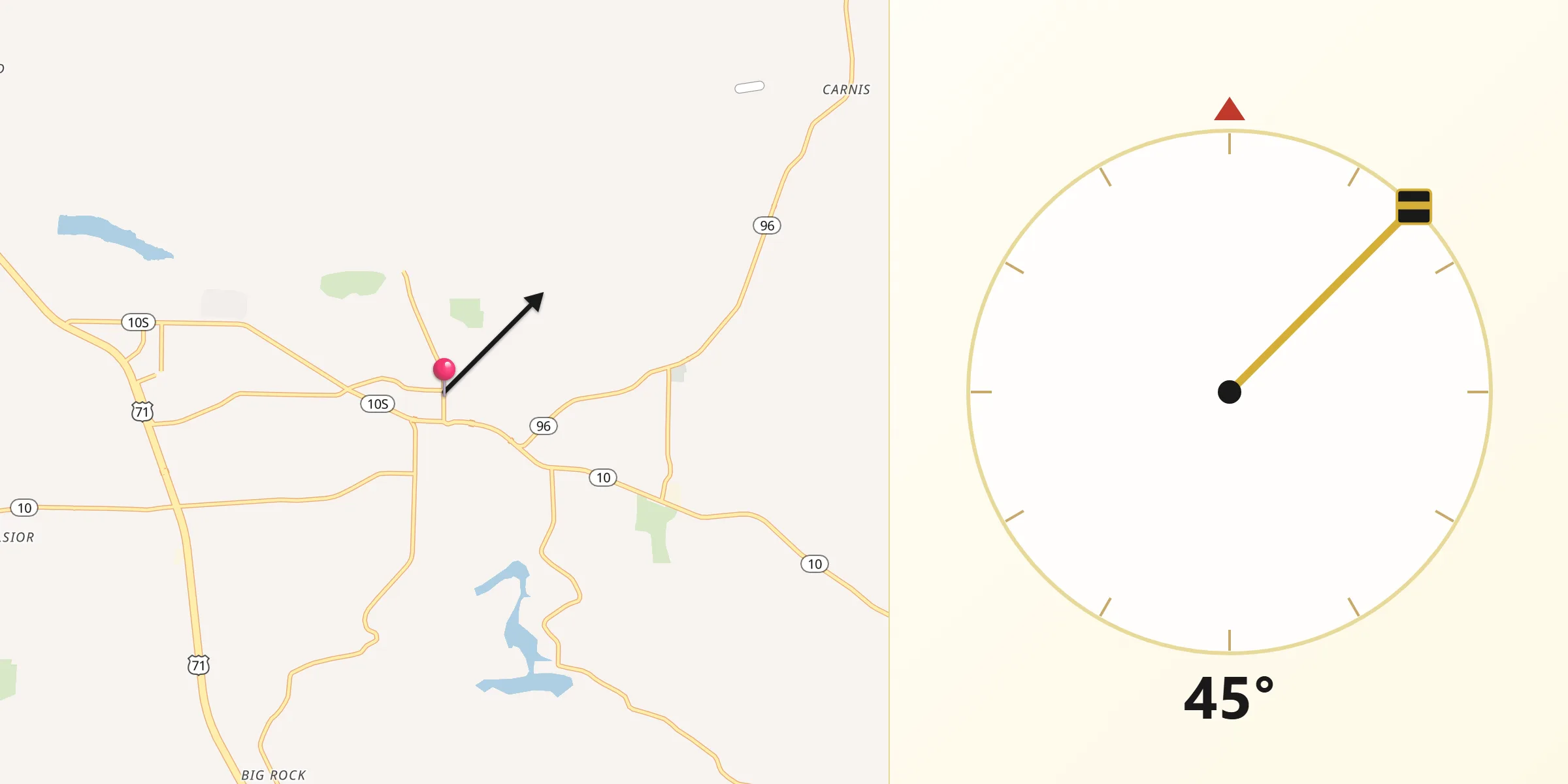 Qibla Direction from Greenwood
