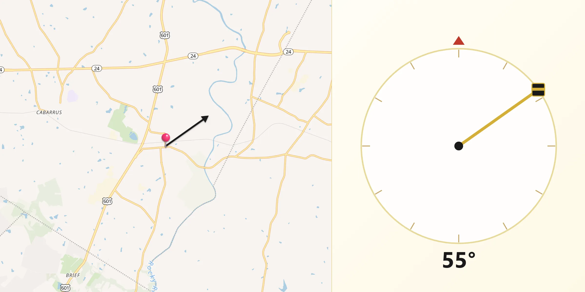 Dirección de la Qibla desde Midland