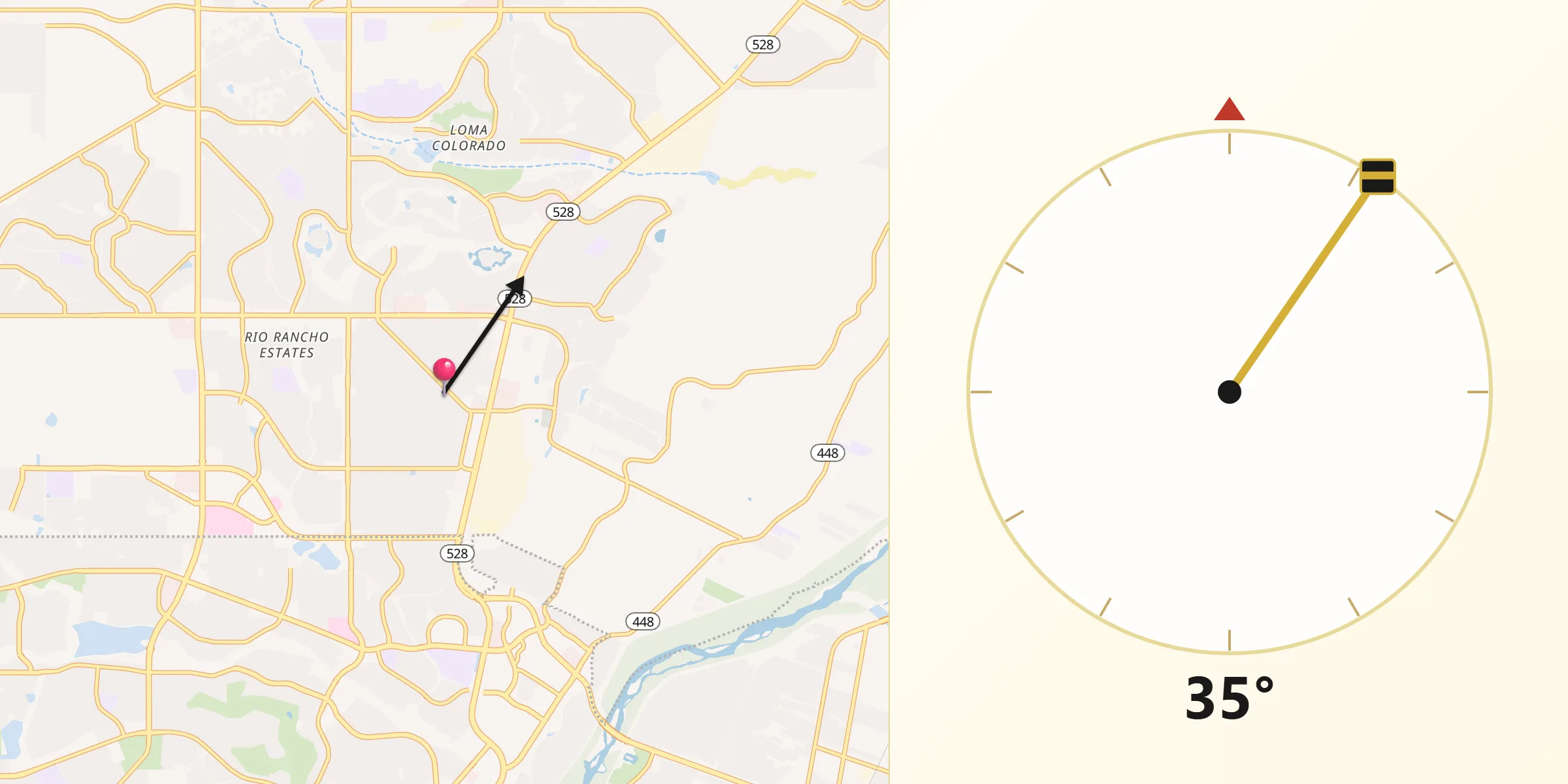 Qibla Direction from Rio Rancho