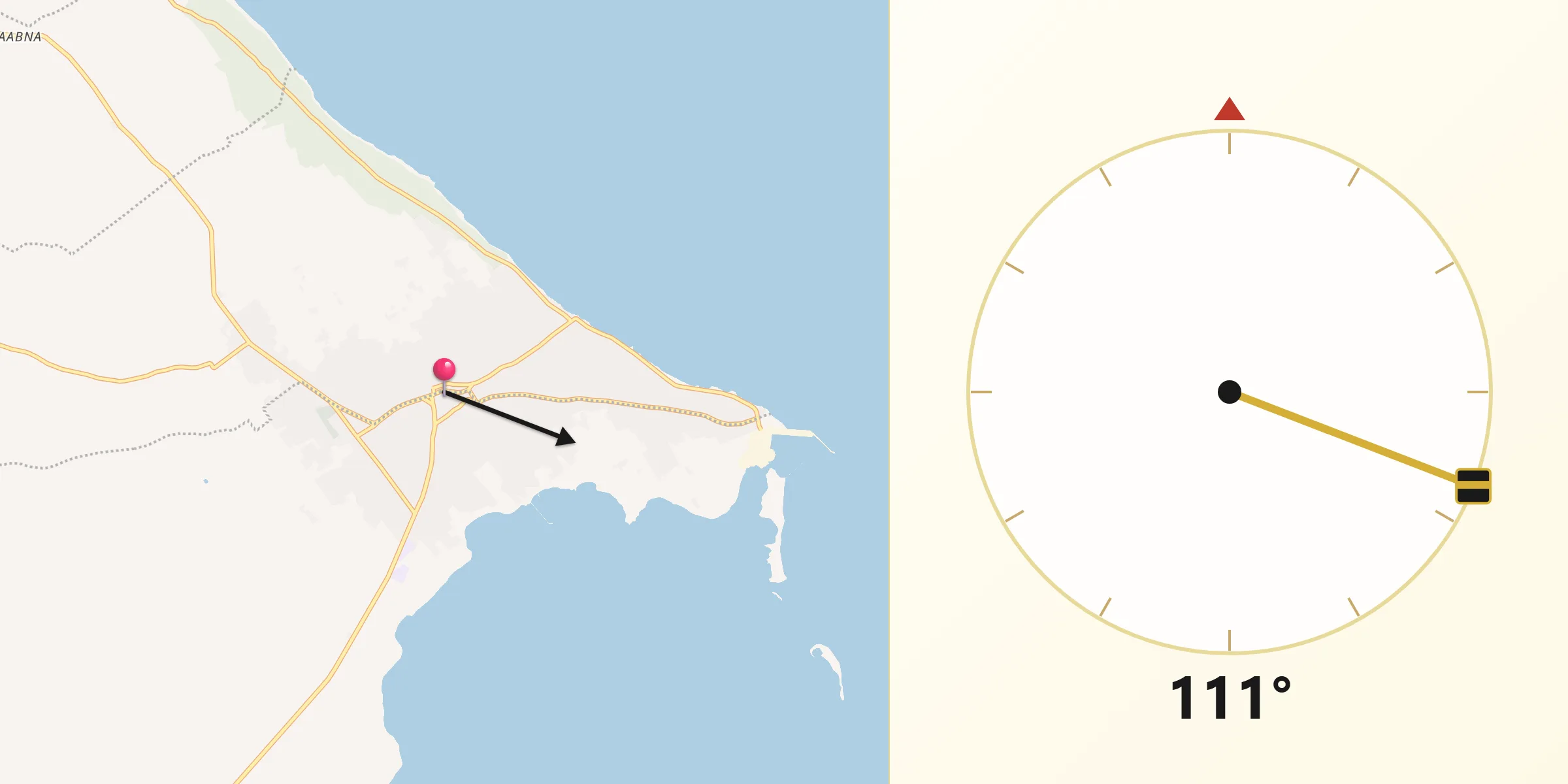 Direction vers la Qibla depuis Chebba
