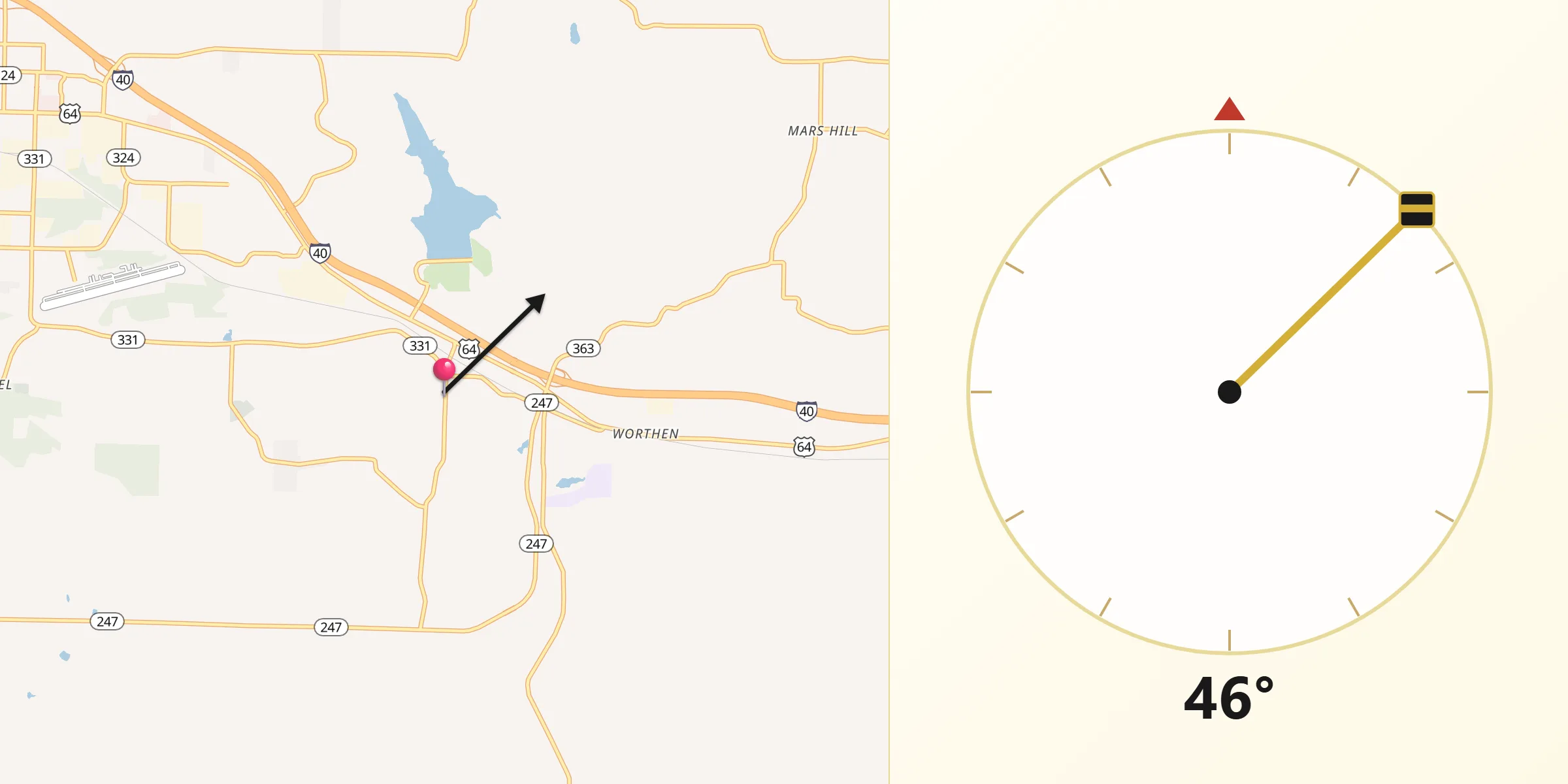 Qibla Direction from Pottsville