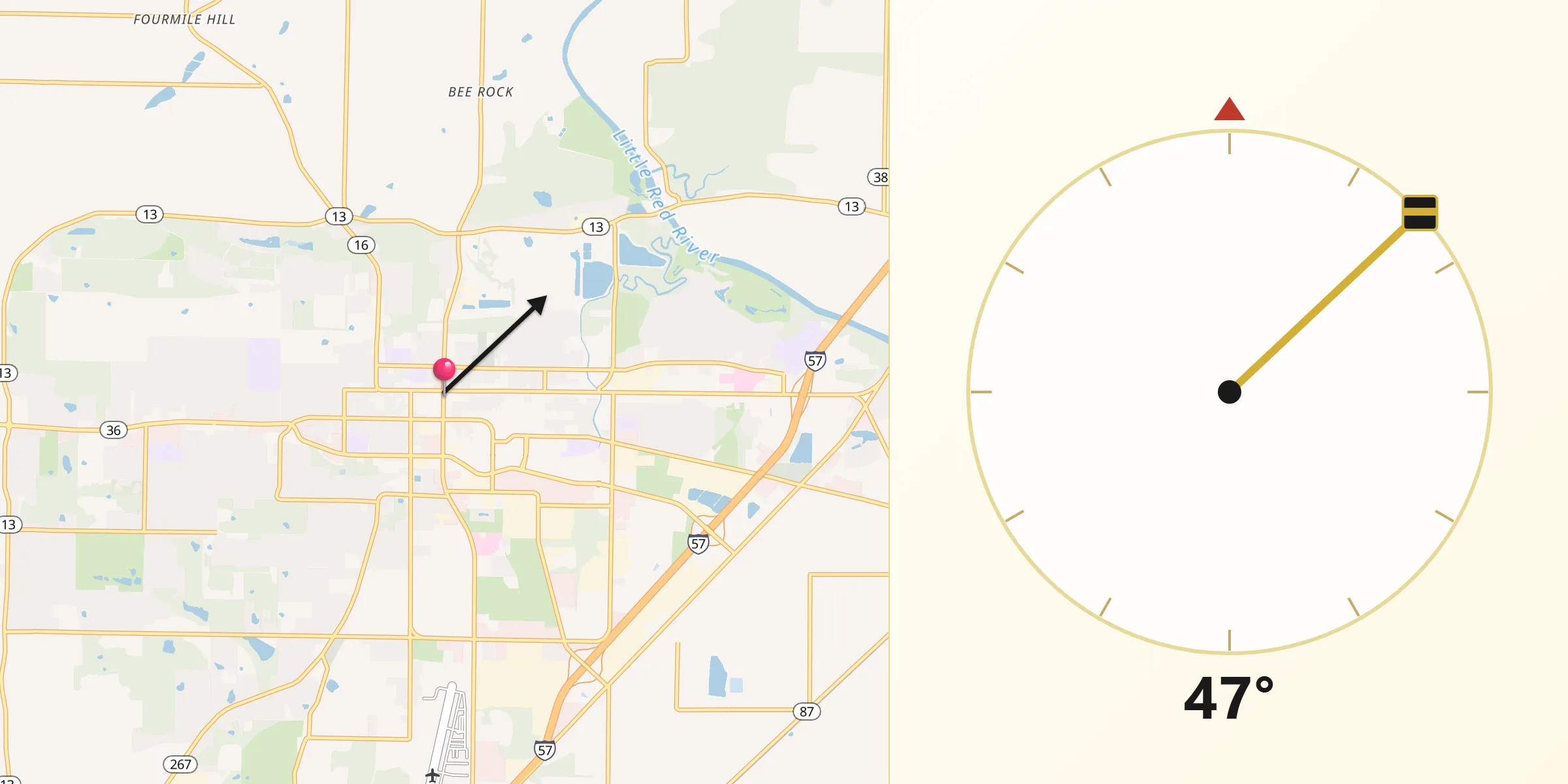 Qibla Direction from Searcy