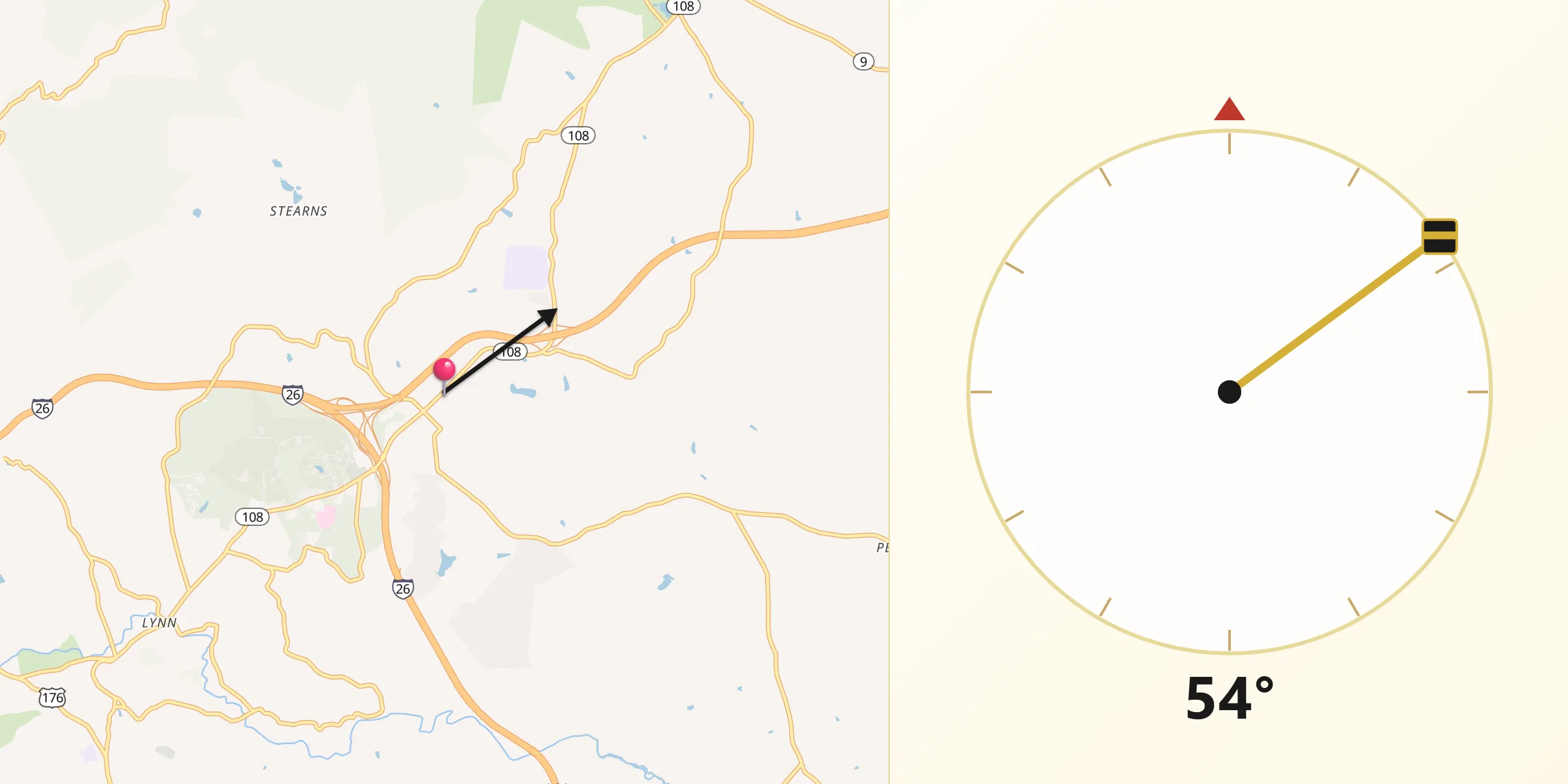 Direction vers la Qibla depuis Columbus