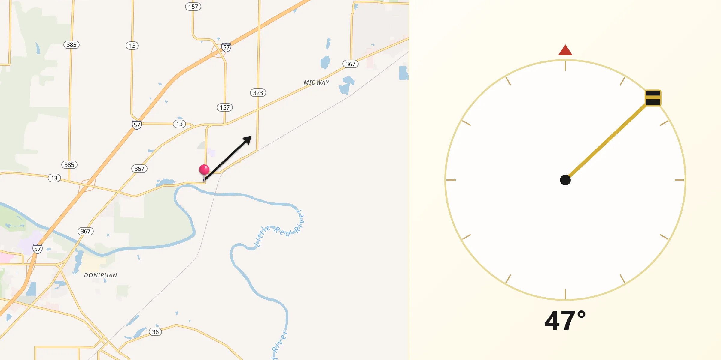 Qibla Direction from Judsonia