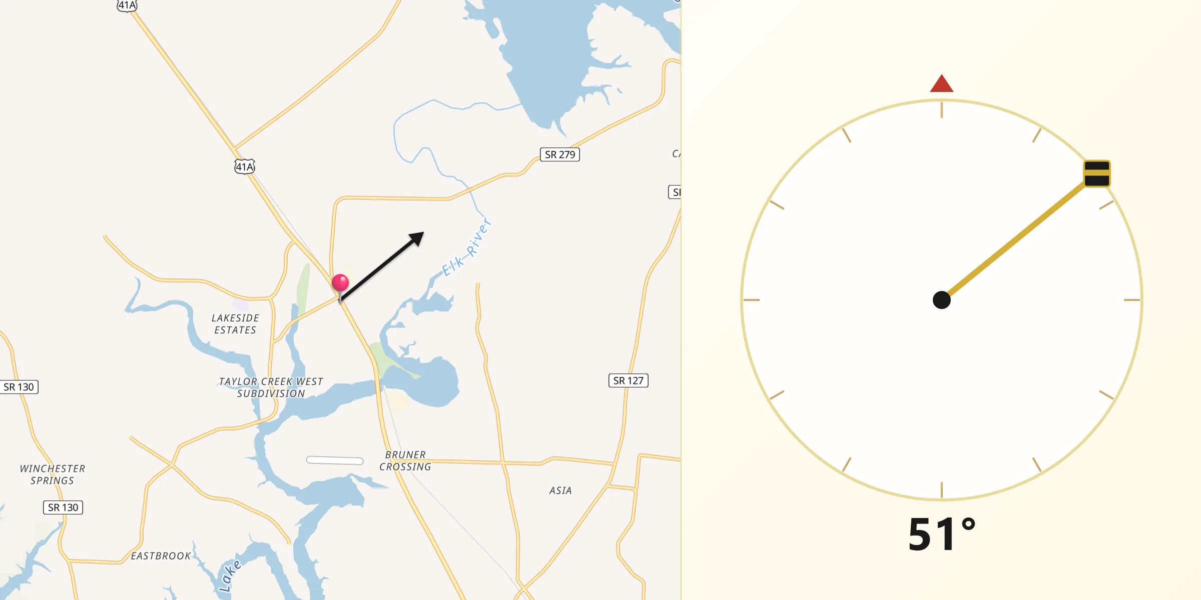 Qibla Direction from Estill Springs