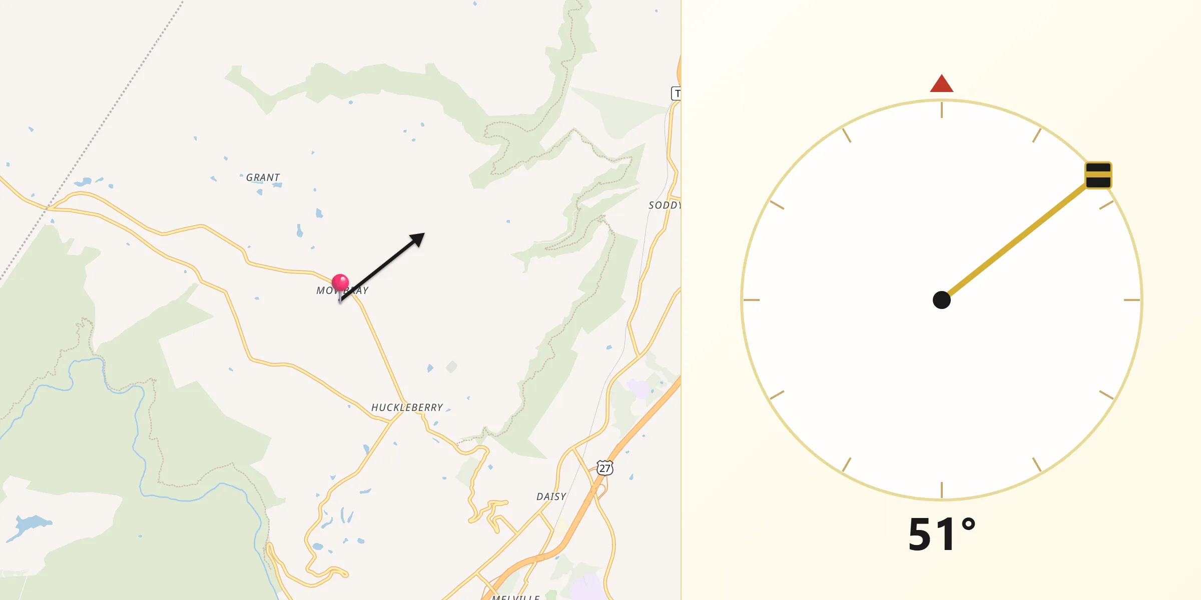Qibla Direction from Mowbray Mountain