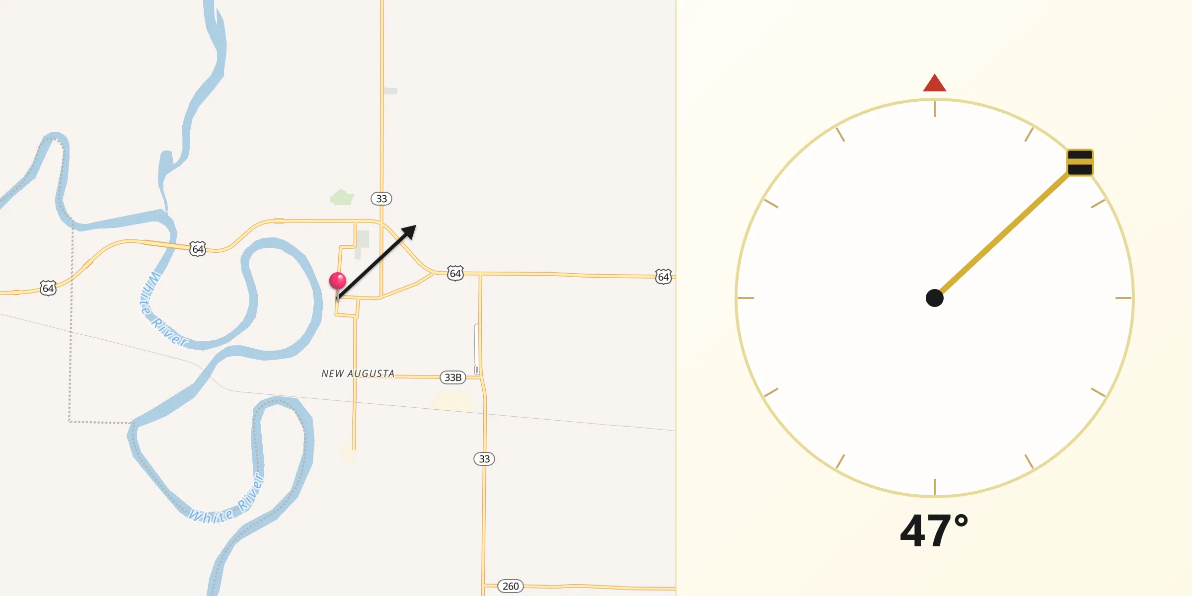 Qibla Direction from Augusta