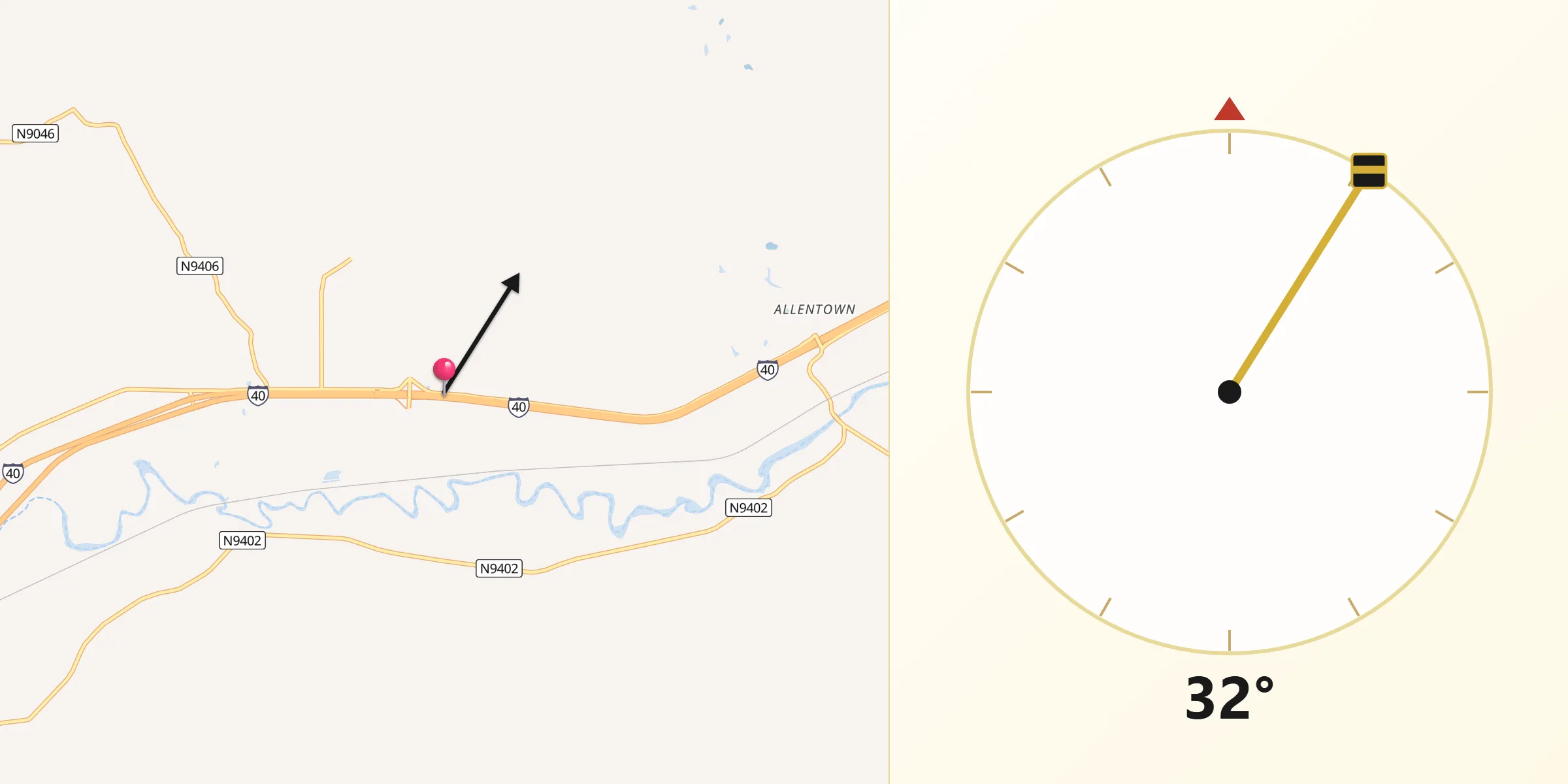 Qibla Direction from Houck