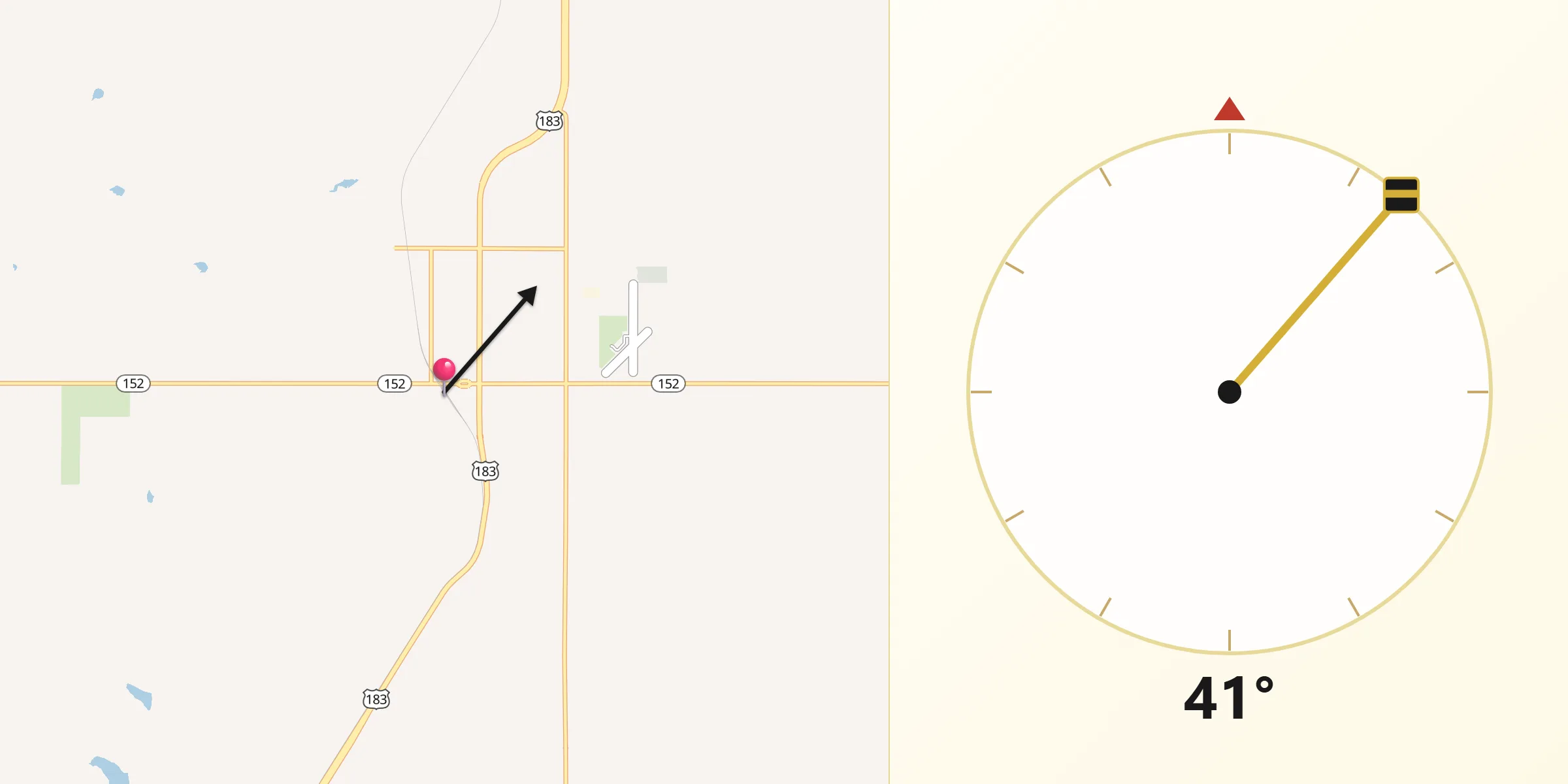 Qibla Direction from Washita
