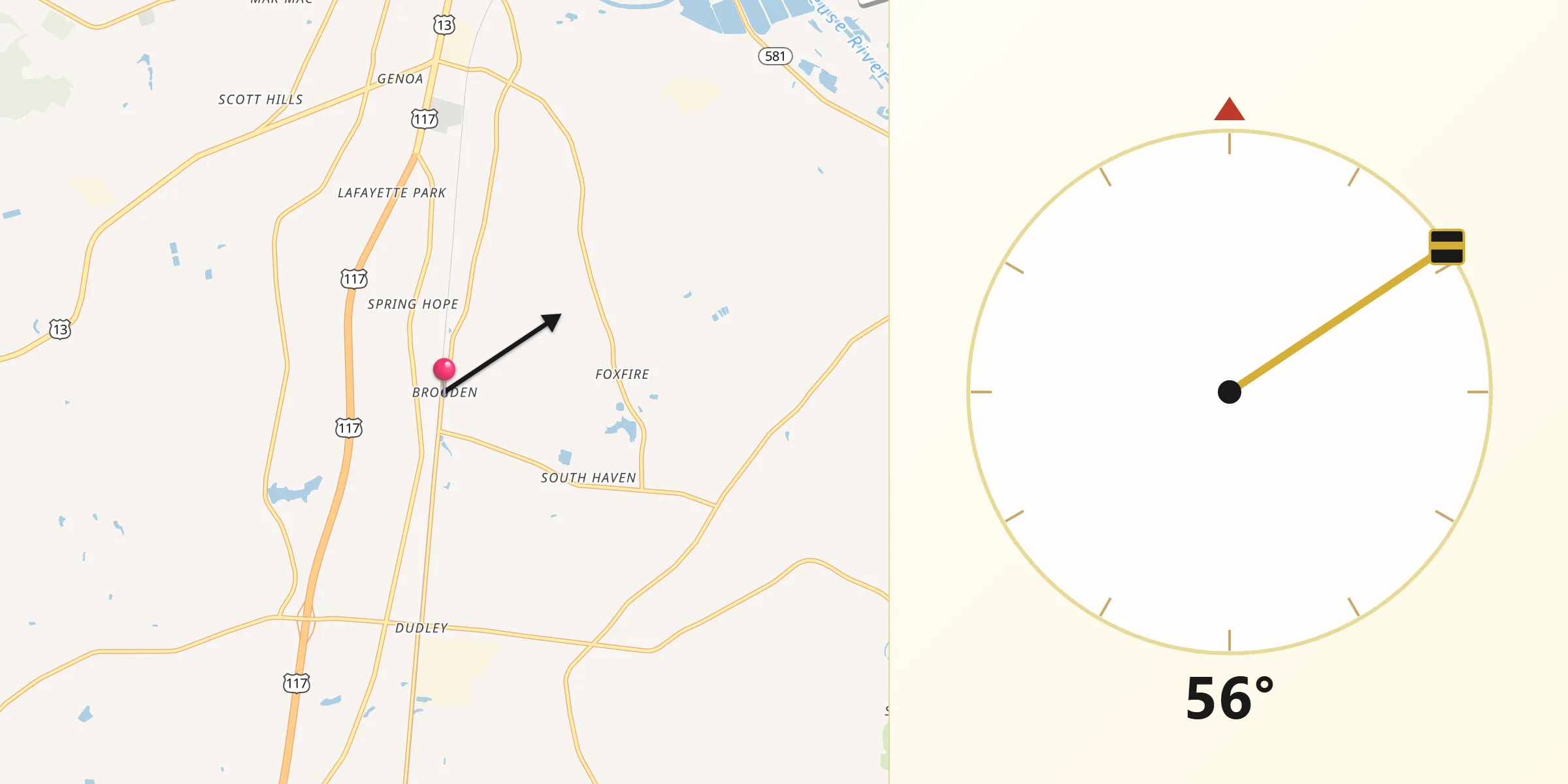 Qibla Direction from Brogden
