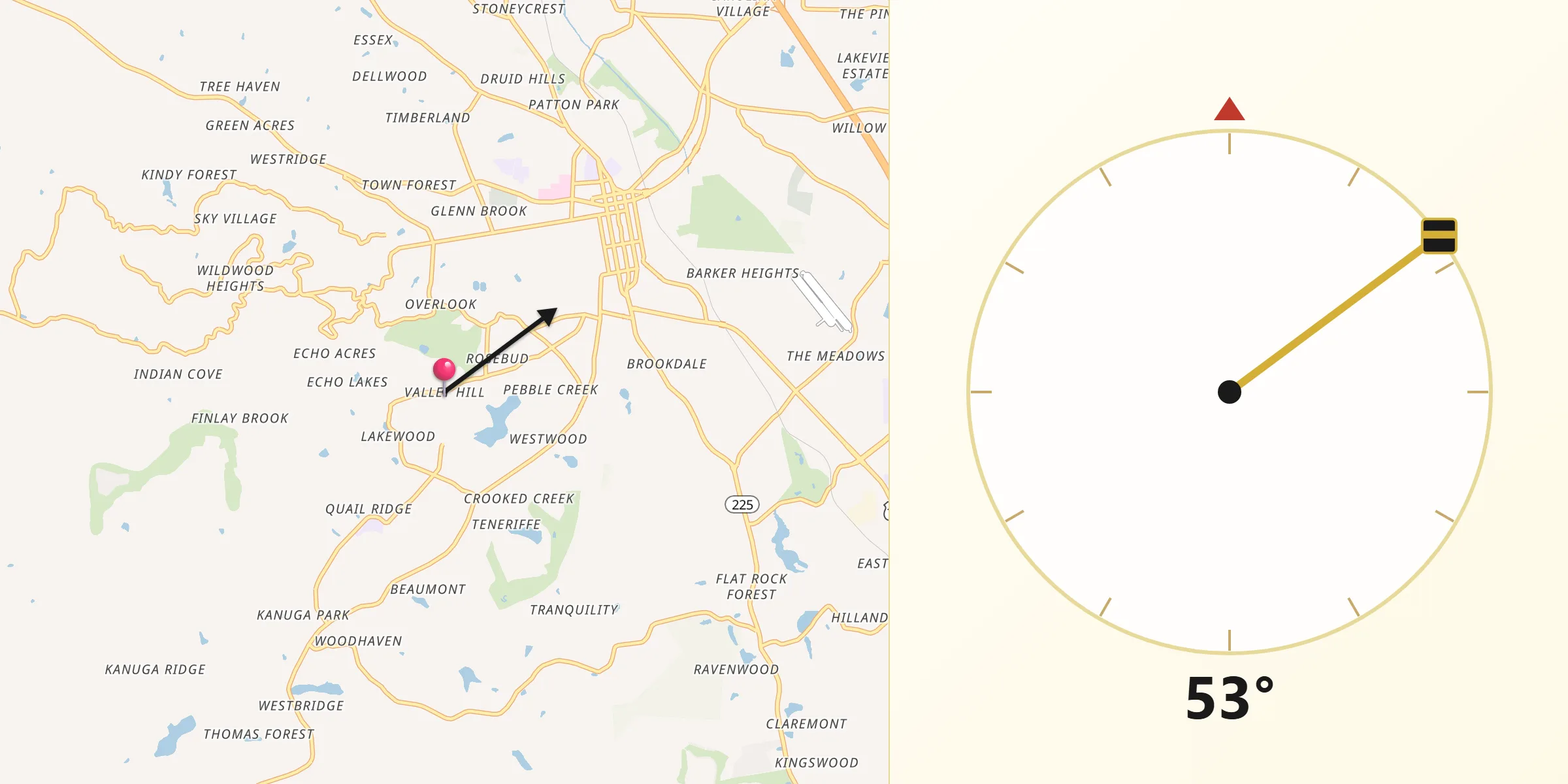 Qibla Direction from Valley Hill